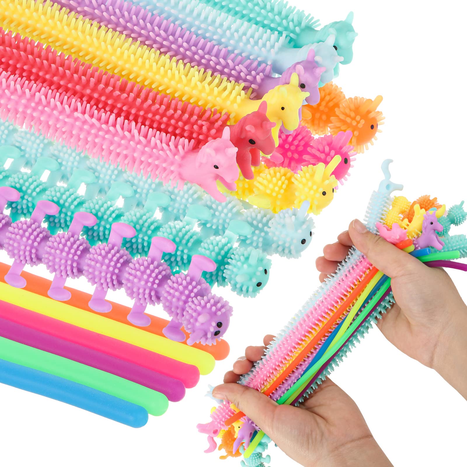 Civaner Stretchy Noodle Pack Stretchy Worms Fidget Stretchy Noodles Strings Fidget Toys for Autistic Children, ADD, ADHD or Autism, Adult Anxiety Stress (18 Pack)