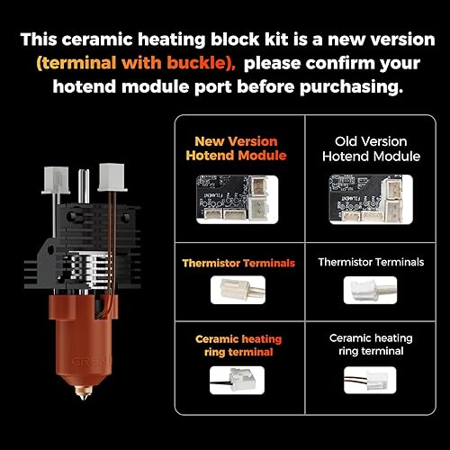 Miniatura 2 de Creality K1 Kit de calentador de cerámica con bloque calefactor, bloque calefactor mejorado con tubo de garganta de cobre y titanio y boquilla de
