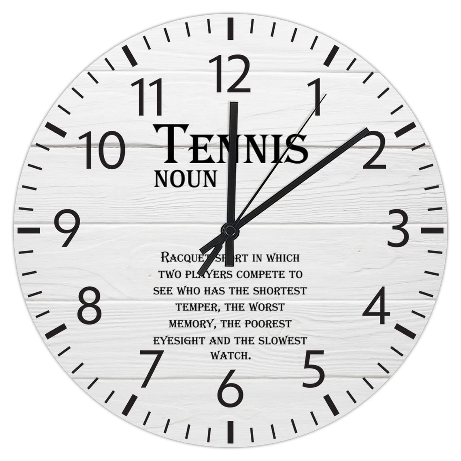 Horloge murale en PVC Tennie de 30,5 cm silencieuse et sans cadre pour la cuisine