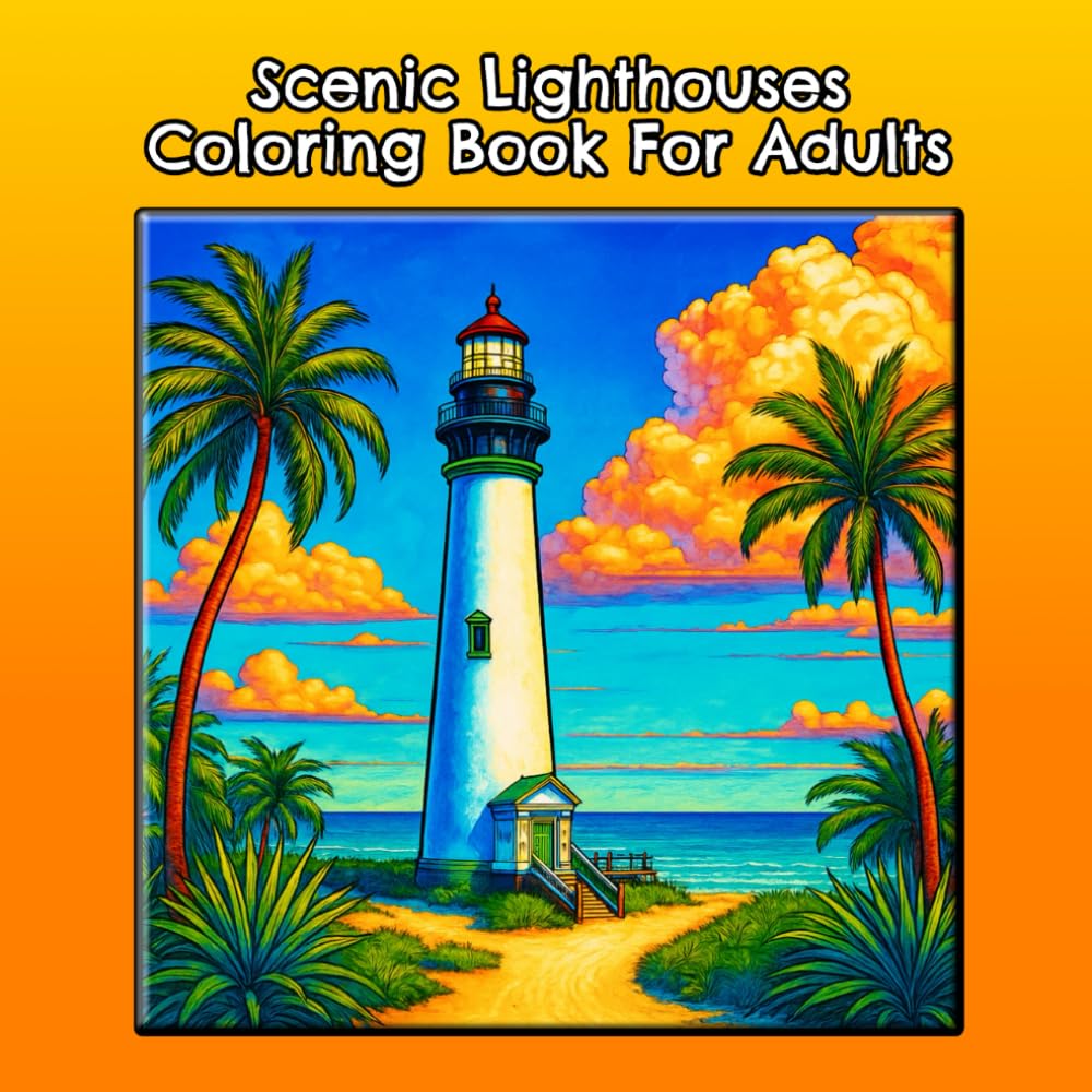 Scenic Lighthouses Coloring Book For Adults: Relaxing Coloring Book with Detailed Art About Lighthouses, Seascapes, Oceans and More | 8.8 x 8.5 ... For Vacations, Birthdays and Stress Relief