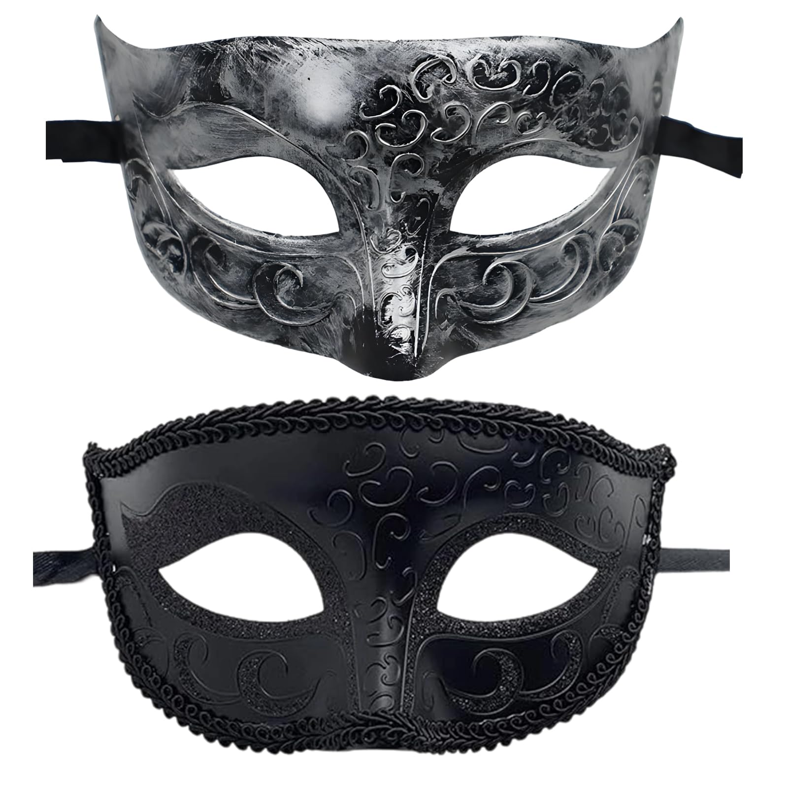 Set Of Two Masquerade Masks Men, Formal Masquerade Mask For Men, Elegant Party Accessories For Gala Events, Masquerade Masks With Comfortable Design, Halloween Party Prom Balls Costume Burlesque Balls