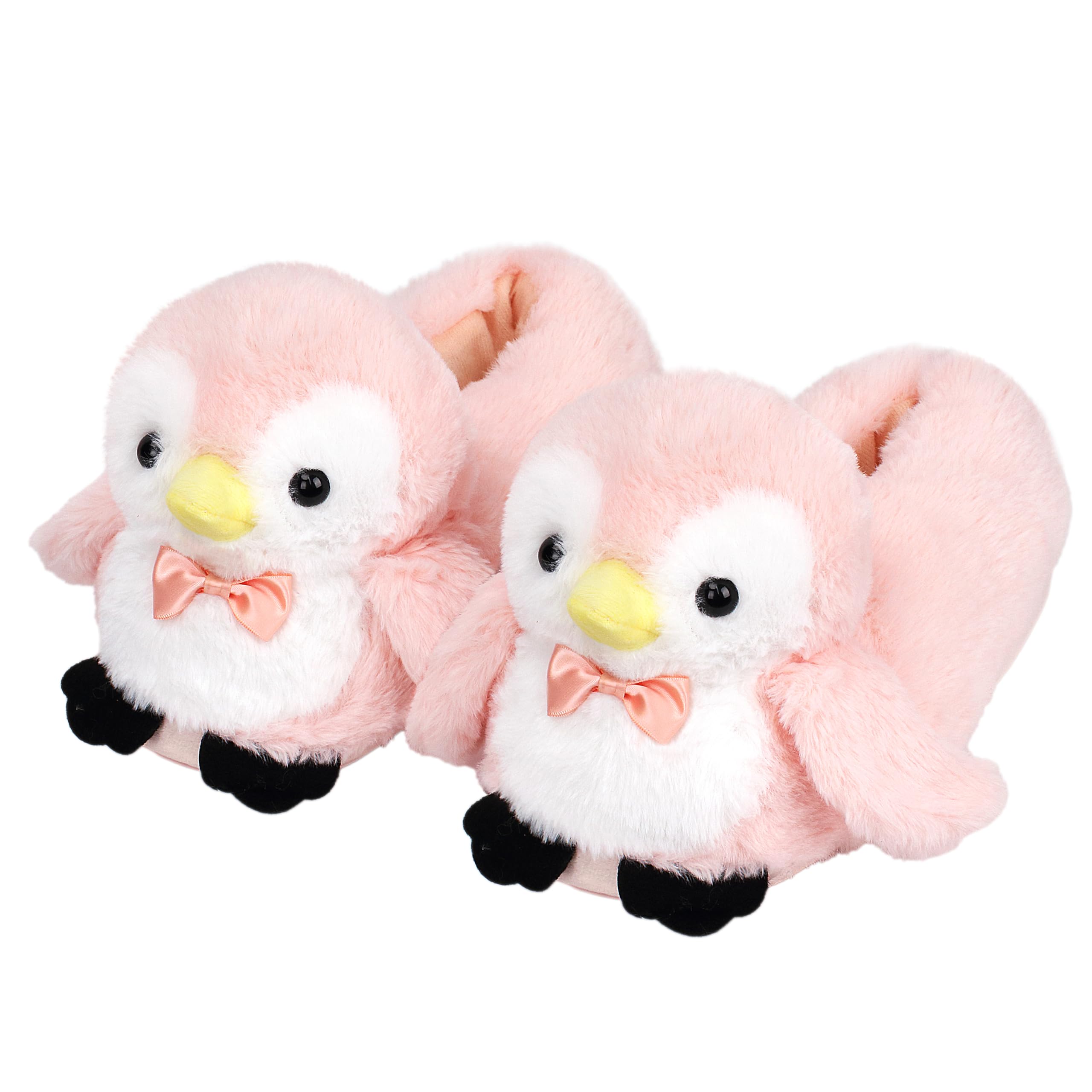 Aopuro Cute Women Penguin Animal Slippers Fluffy Warm Plush House Shoes Novelty Soft Slippers Cartoon Gifts for Birthday Christmas