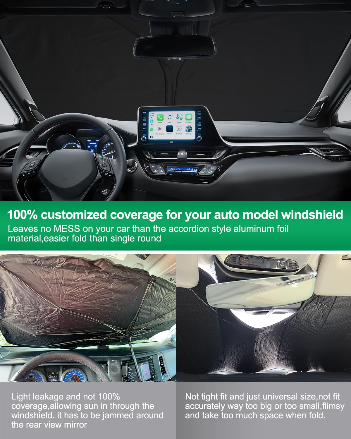 Fixation Pare Soleil Pour Voiture Pare-Soleil Volant Voiture 50x50cm Housse Aluminium Isotherme