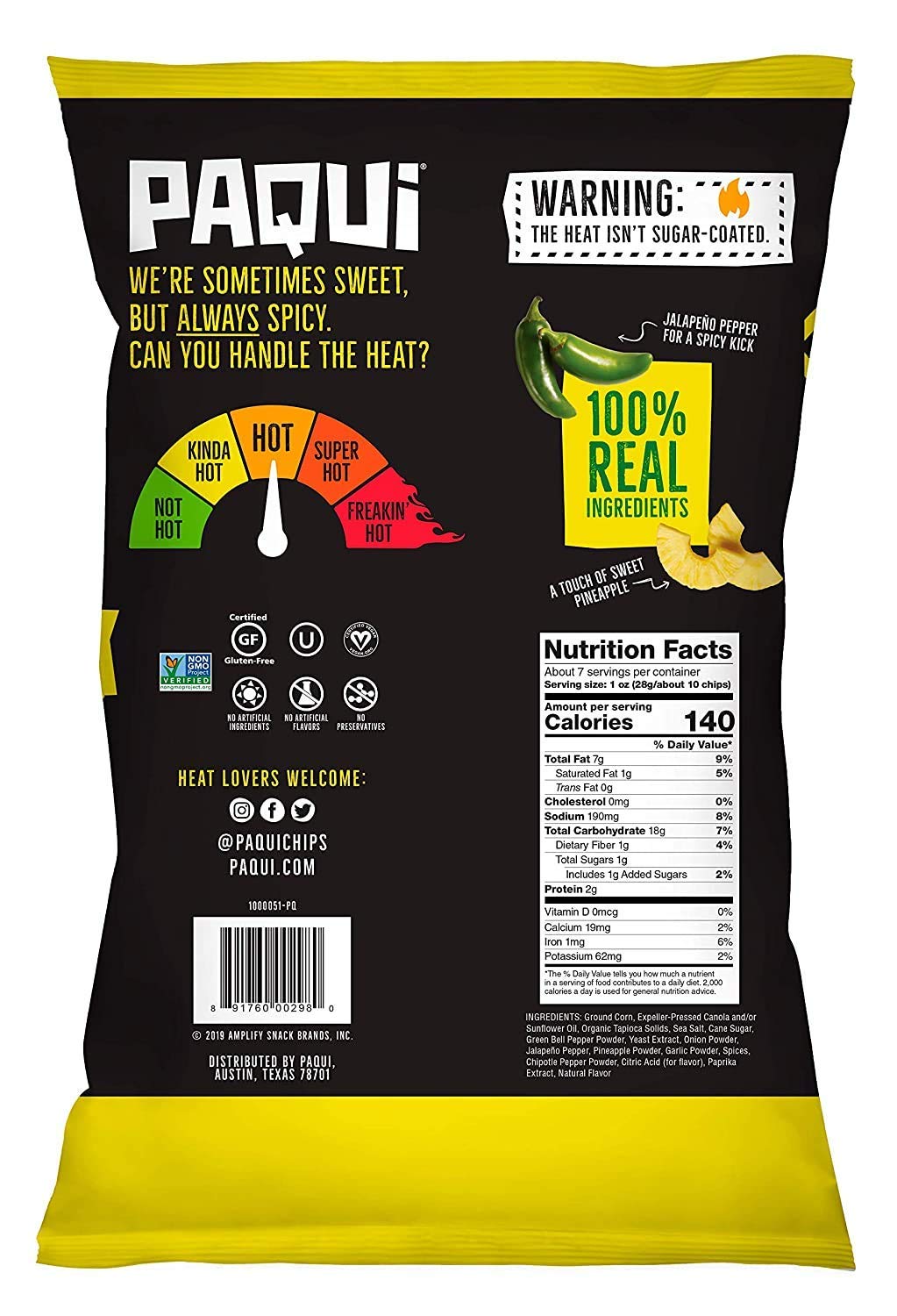 Paqui Tortilla Chips, Haunted Ghost Pepper, Jalapeno Tropicale, Fiery