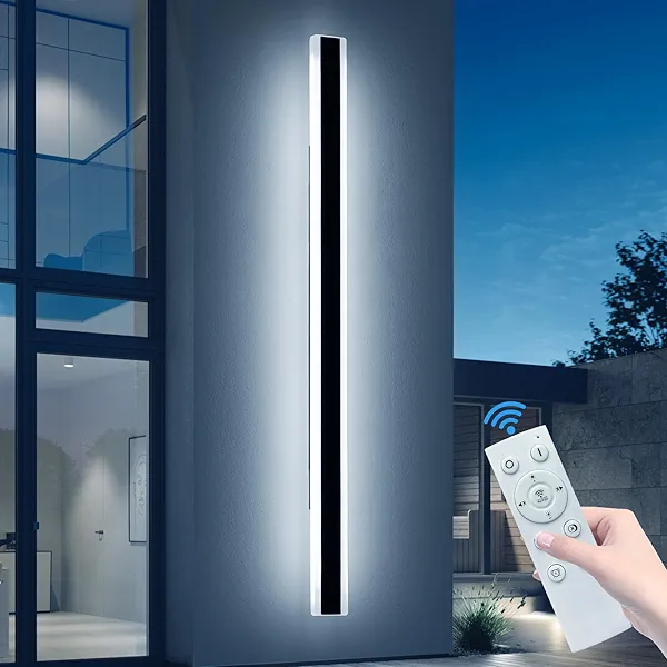 79inch Outdoor Dimmable Wall Sconces, Modern Wall Mounted Lights, 3 Color 3000K/4500K/6000K, IP65 Waterproof Minimalist Long Porch Lights Fixture for Patio Garage Fence with Remote Control