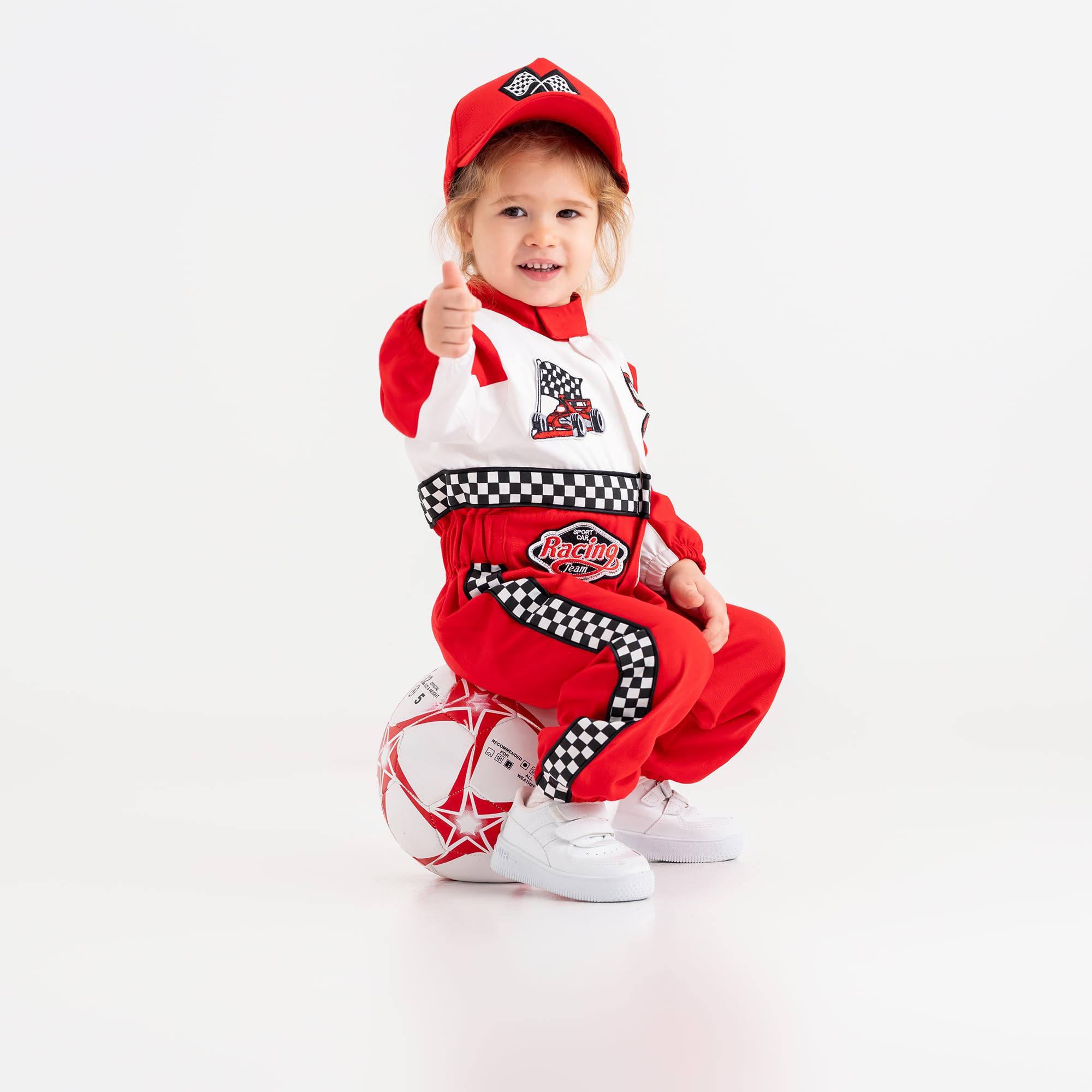 Costumes Club Personalized Handmade Race Car Driver Costume for Toddlers (3T, Red & White), 3 Years - Image 4