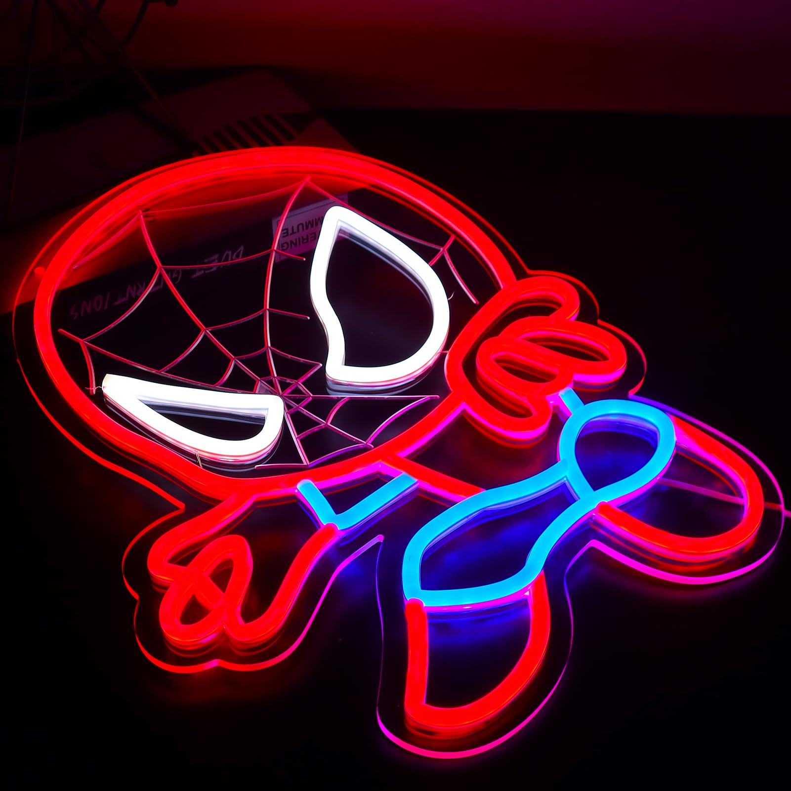 Panneau néon LED en forme d'araignée pour décoration murale, affichage lumineux à intensité variable, décoration de chambre d'enfant, salle de jeux, 30,5 x 40,9 cm
