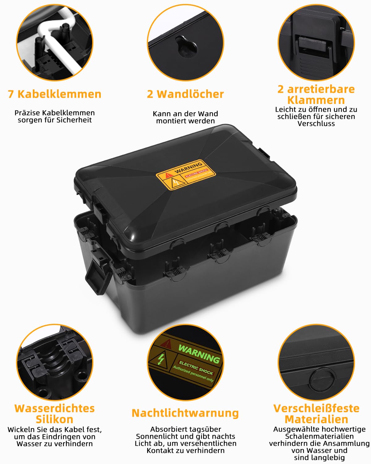 Boîte de Protection Étanche, IP54 Boîte électrique extra-large étanche étanche, 32 x 22 x 13, Prises Multiples, boitier etanche electrique exterieur, Boîte de Rangement Sécurisée Anti-Pluie, Poussière