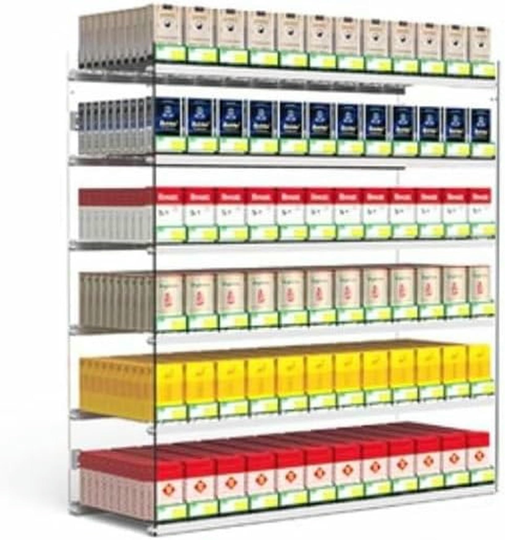 Affichage de cigarettes transparent pour comptoir de magasin et bureau de tabac moderne