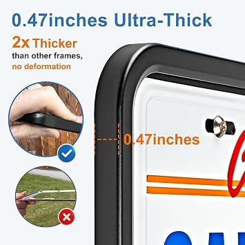 EWAY Front License Plate Frame Bracket Holder Mount, Street Legal for US Standard License Plate for Car SUV Pickup Truck Trailer, Heavy Duty Reinforce Tag Holder with Screws & Installation Kit