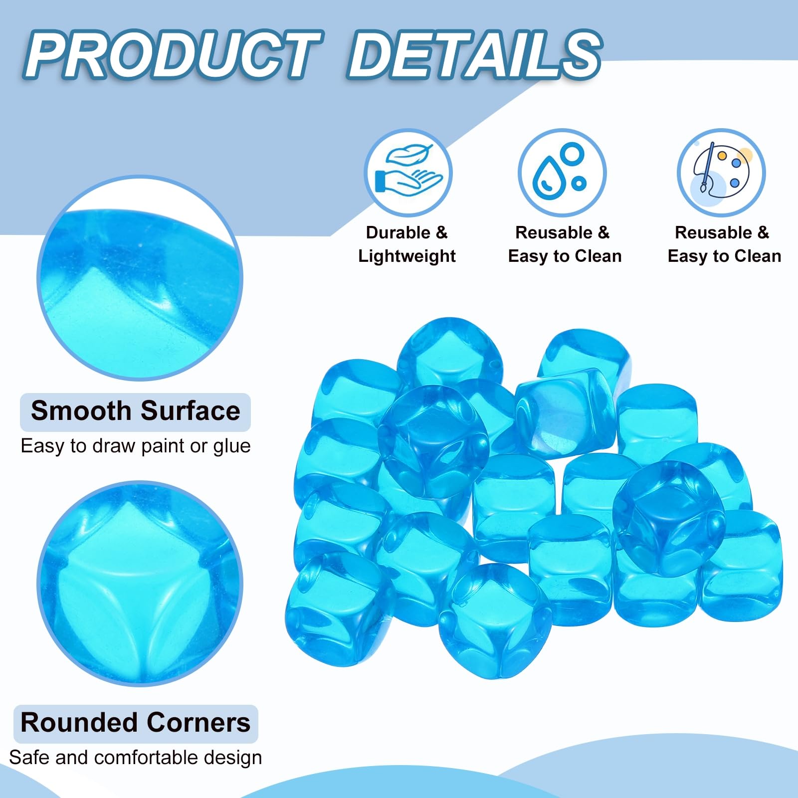 PATIKIL 16mm Clear Acrylic Dice Blank - Image 3