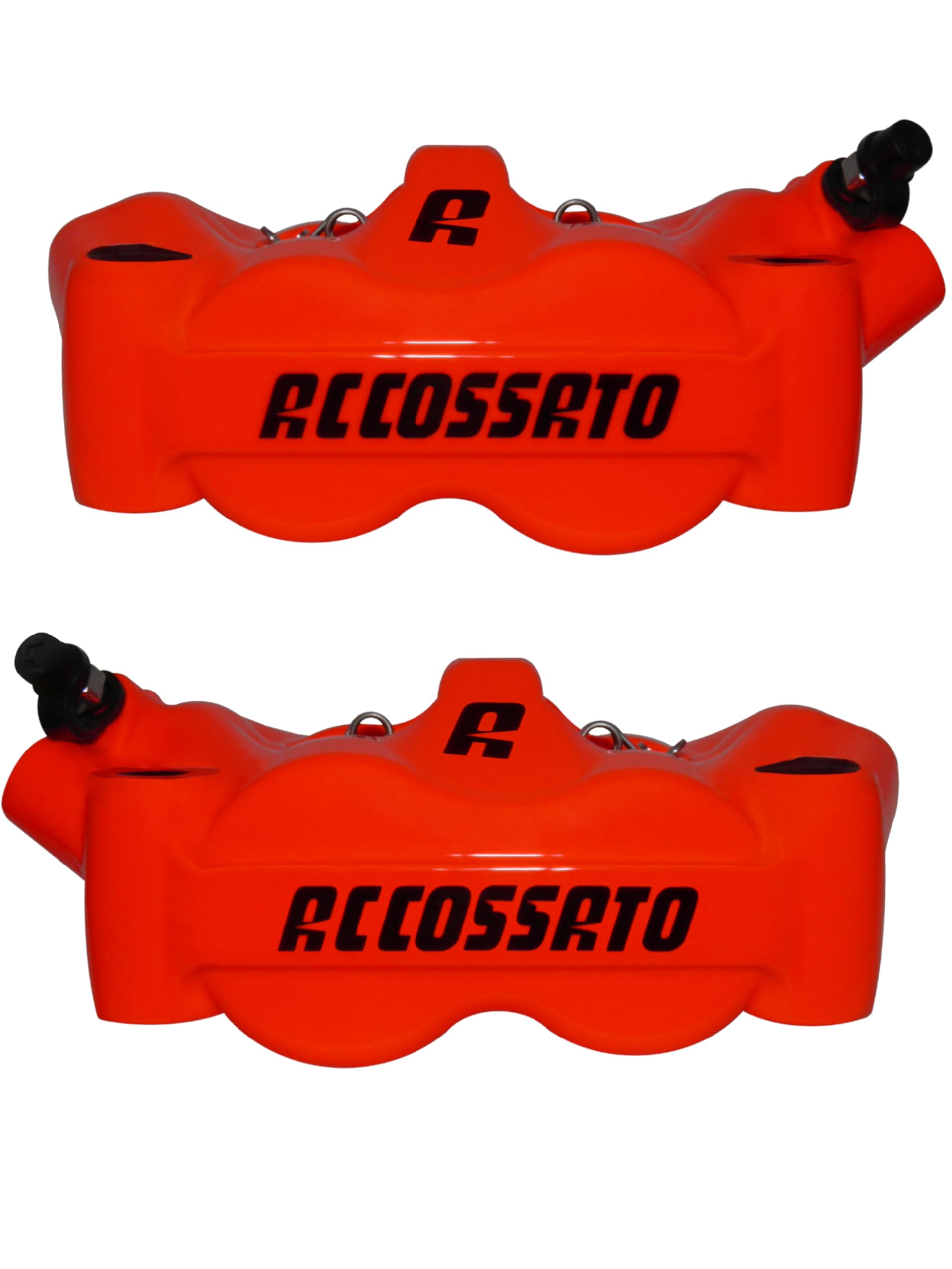 Coppia di Pinze Freno Radiali Accossato Verniciate Rosso Fluo' Forgiate Monoblocco compatibili con MOTO-GUZZI V100 MANDELLO S dal 2022 al 2025 (CC 1042) Pastiglie Freno Incluse
