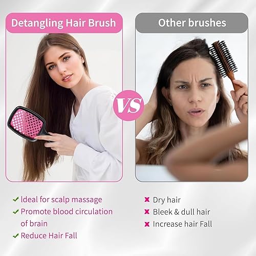 Miniatura 8 de 2 cepillos desenredantes para el cabello, cepillo desenredante para cabello rizado, cepillo desenredante húmedo y seco, cepillo de masaje para cuero