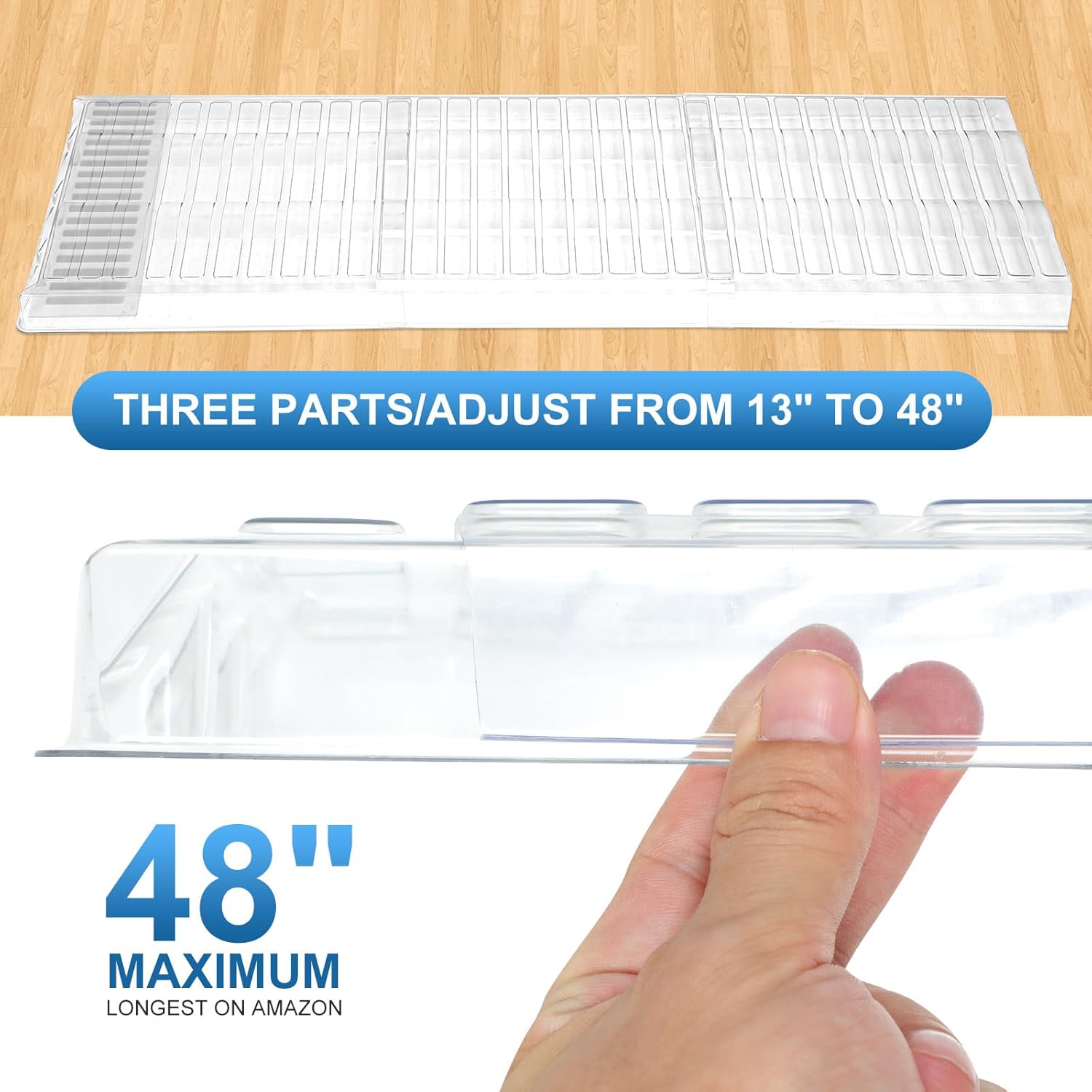 Air Vent Extender Extend from 17"-48" Length Magnetic Vent Deflector for Floor Register up to 12" Wide 1.5mm Thick for Under Furniture 1 Set