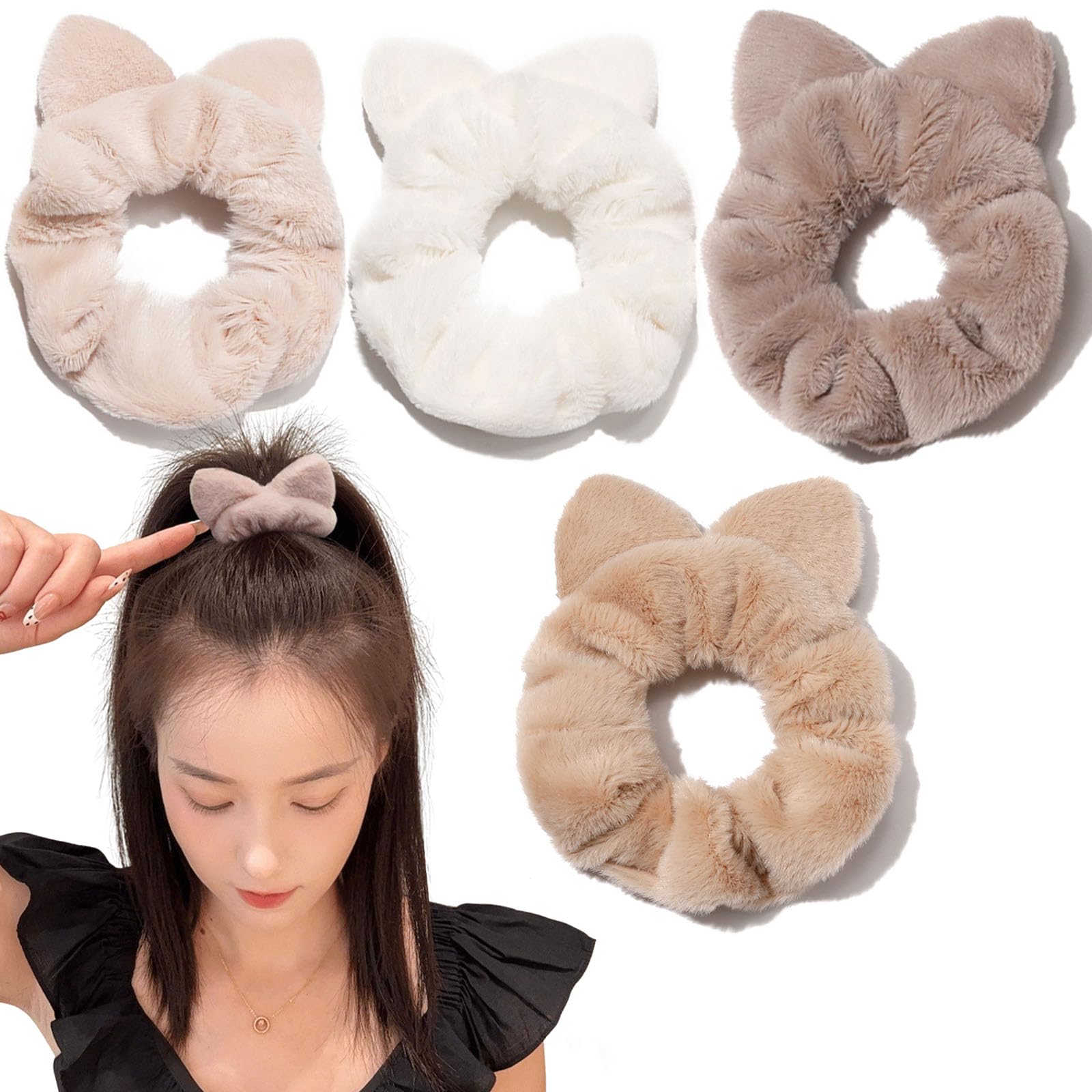 Amazon | shefun ベロア シュシュ モコモコ ふわふわ 髪飾り 大人 