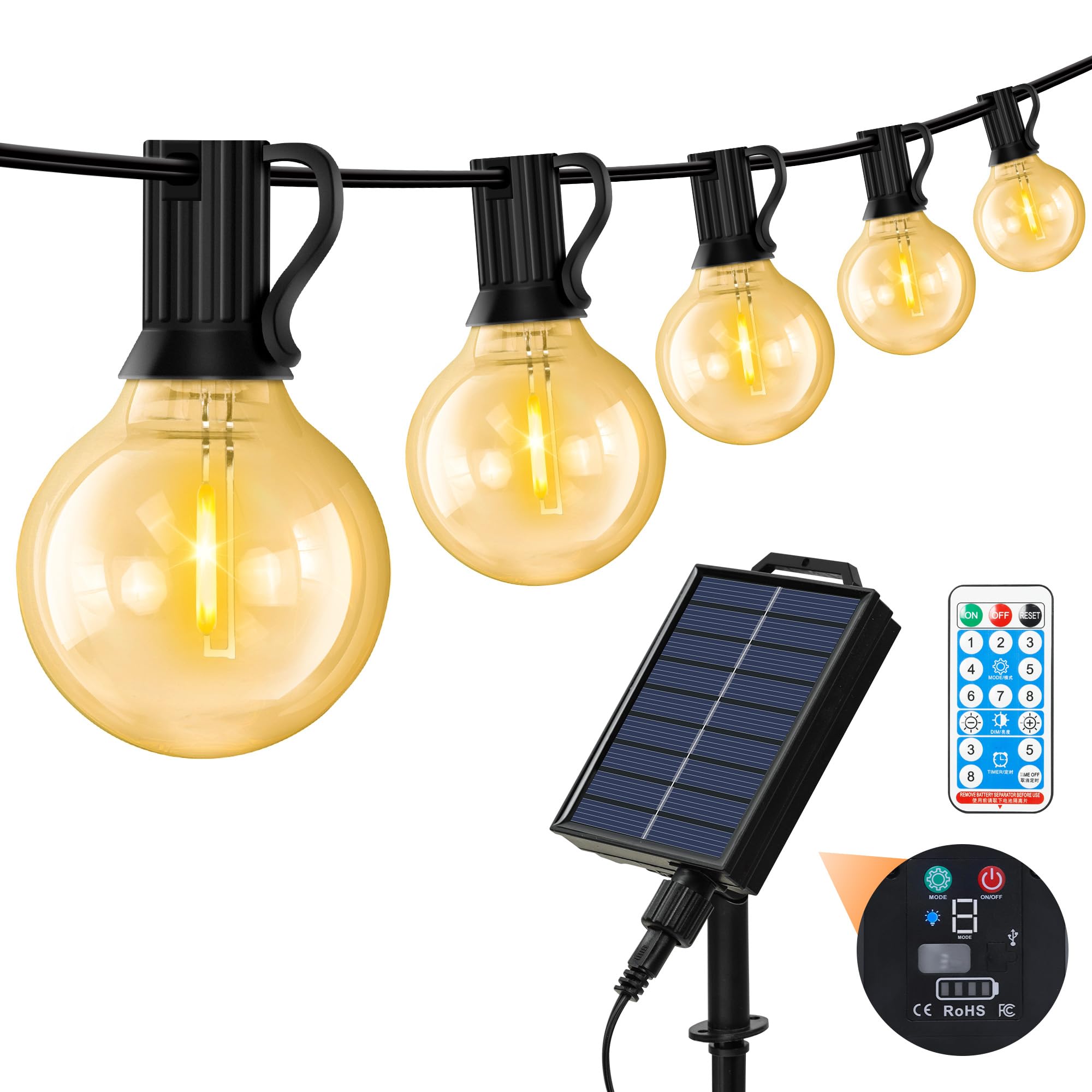 ソーラーストリングライト 11.5m 17個LED電球 G40 E12口金
