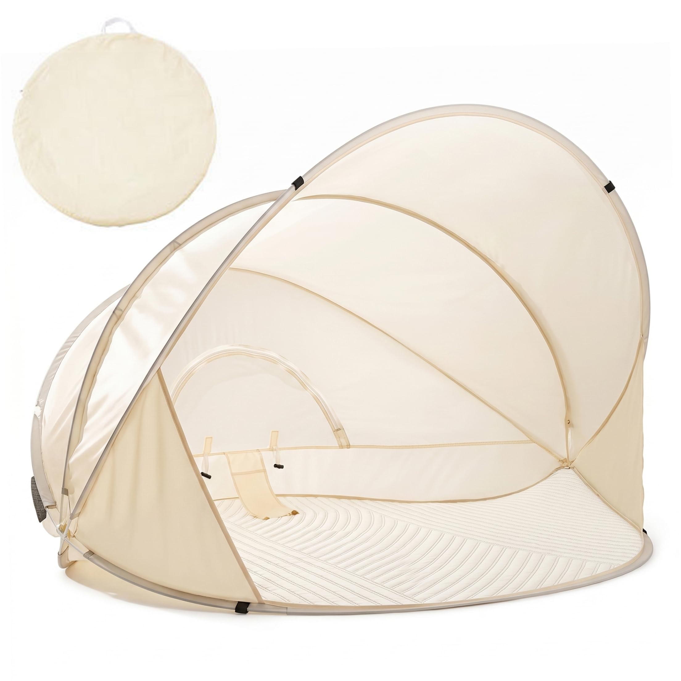 Tente de Plage Pop-up instantanée pour 3 à 4 Personnes, abri Solaire extérieur Portable avec Sac de Transport et Tapis Sol, 51, 2 x 51, 2 x 43, 3 Pouces, auvent pour Le Sable