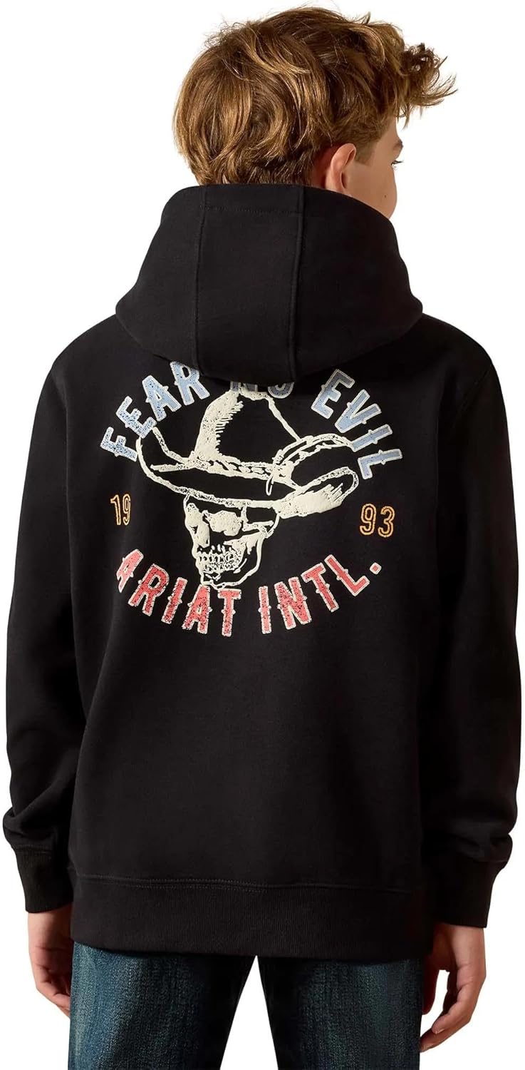 ARIAT Boys Stitched Skull Hoodie Black
