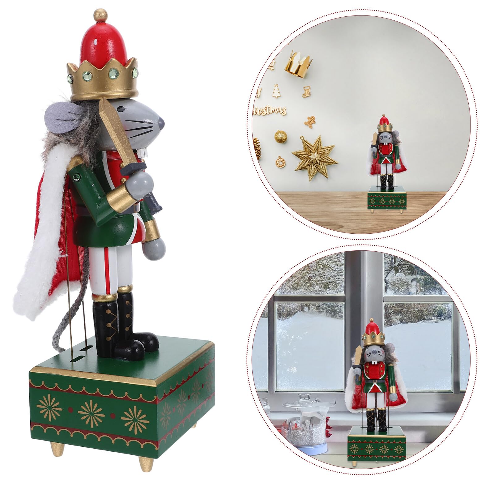 GLEAVI Musical Box Pupazzo in Re dei Nutcracker con Meccanismo Carica e Musica per Decorazioni Natalizie da e Casa Regalo Festivo Batterie