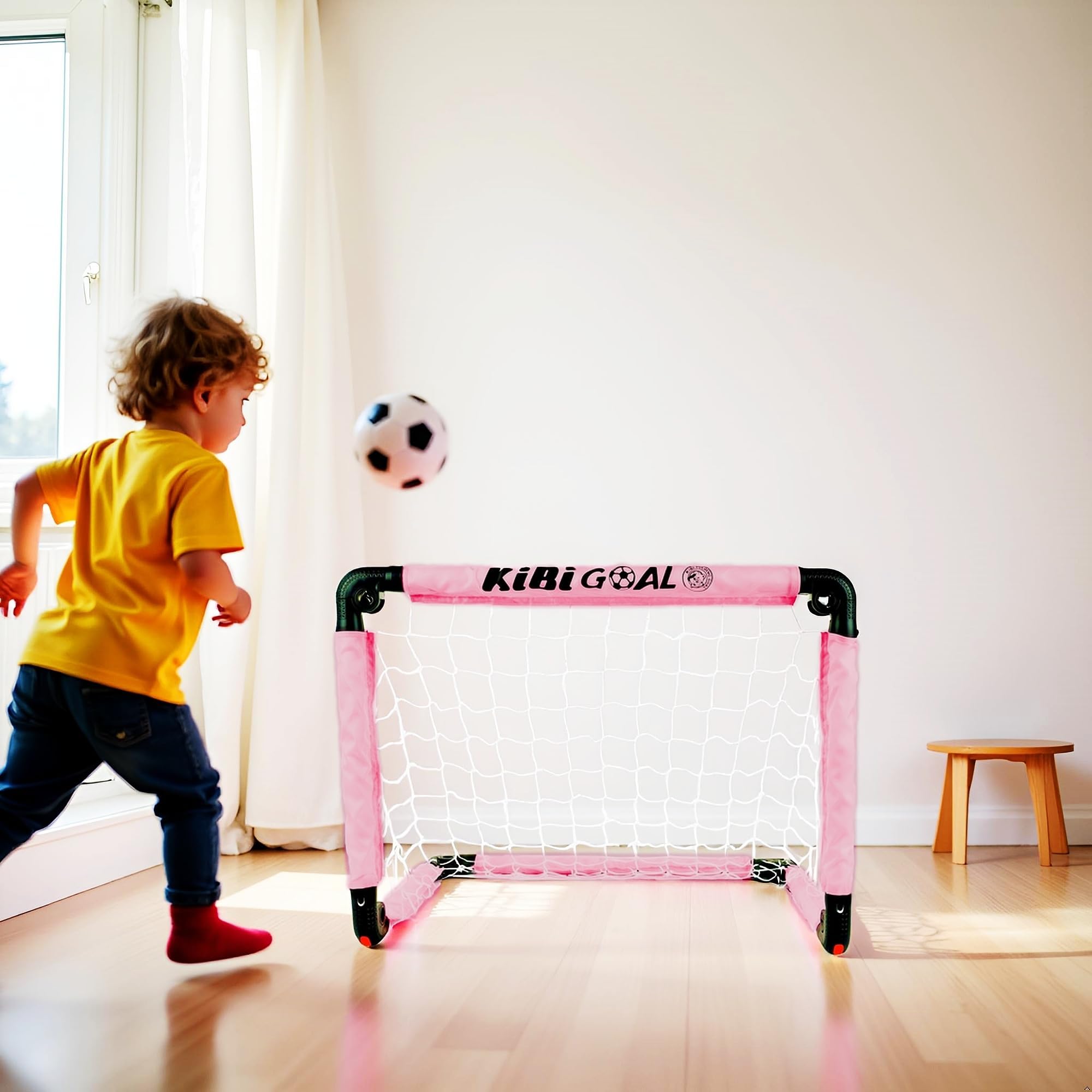 Portería de fútbol para niños pequeños, tamaño pequeño, plegable, para jardín, interior y exterior, 60 x 45 cm, color rosa, regalo de juguete para niña