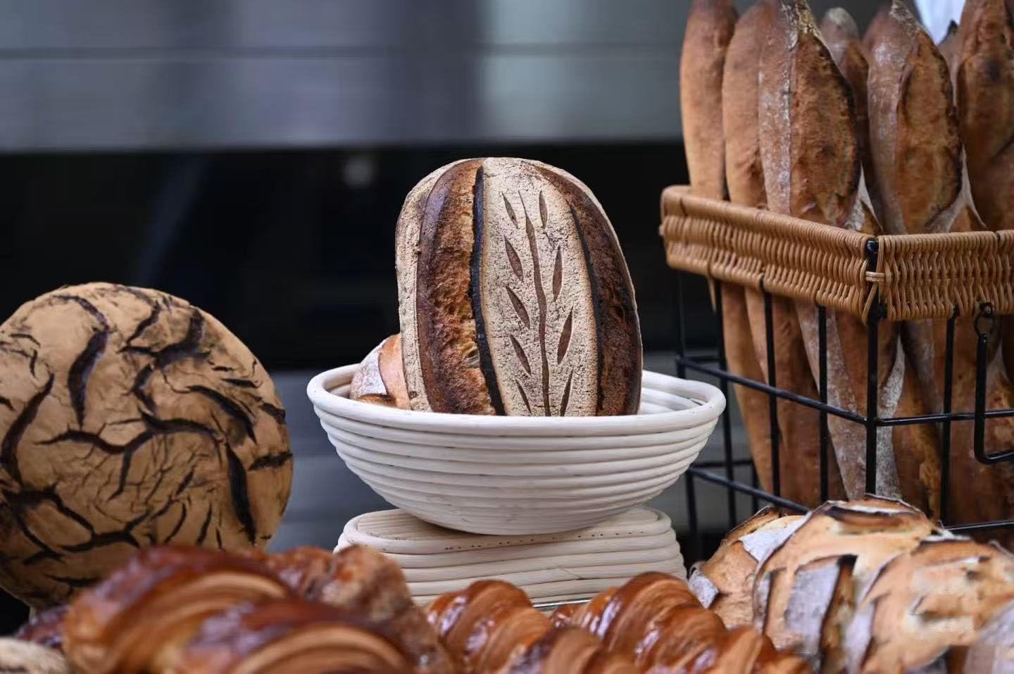 Banneton pour Pain, Panier de fermentation Rond 25 x 8 cm, Panier de fermentation en rotin, Accessoires de pâtisserie, Panier de cuisson, Pour la maison et la pâtisserie professionnelle