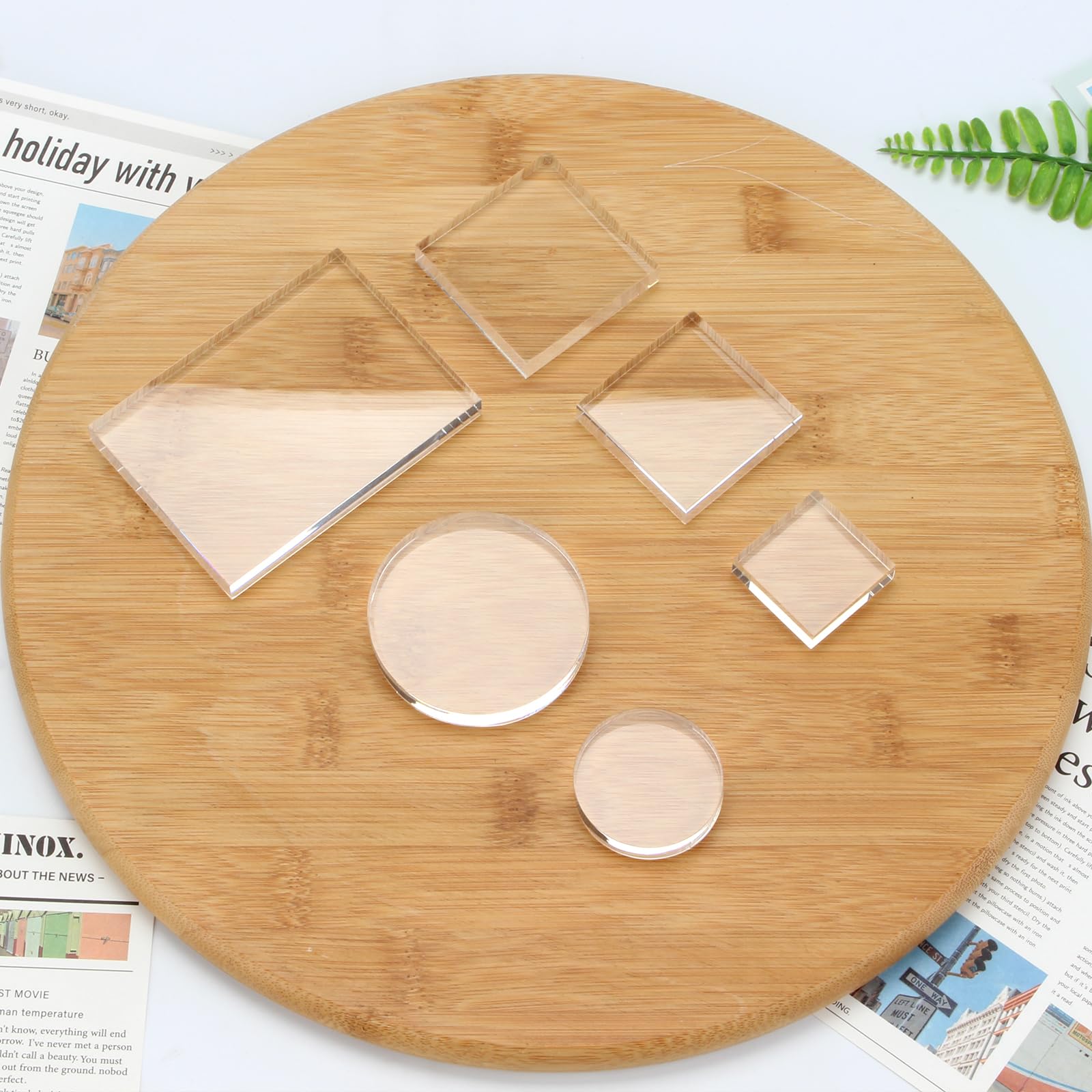 6 Pcs Clear Acrylic Blocks Wedding Flat Lay Props, Solid Acrylic Riser Styling Photography Clear Stamp Display Block Set Props Wedding, Acrylic Pedestal Crystal Blocks for Ring Geodes Crafts-image-38