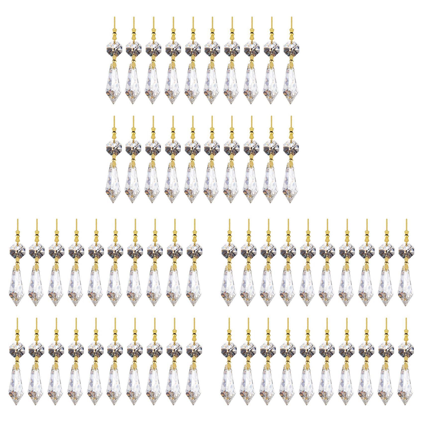 Hndhbfgrt 60PCS DIY Transparent Teardrop Chandelier Pendant Parts Beads, Chandelier Hanging Decoration