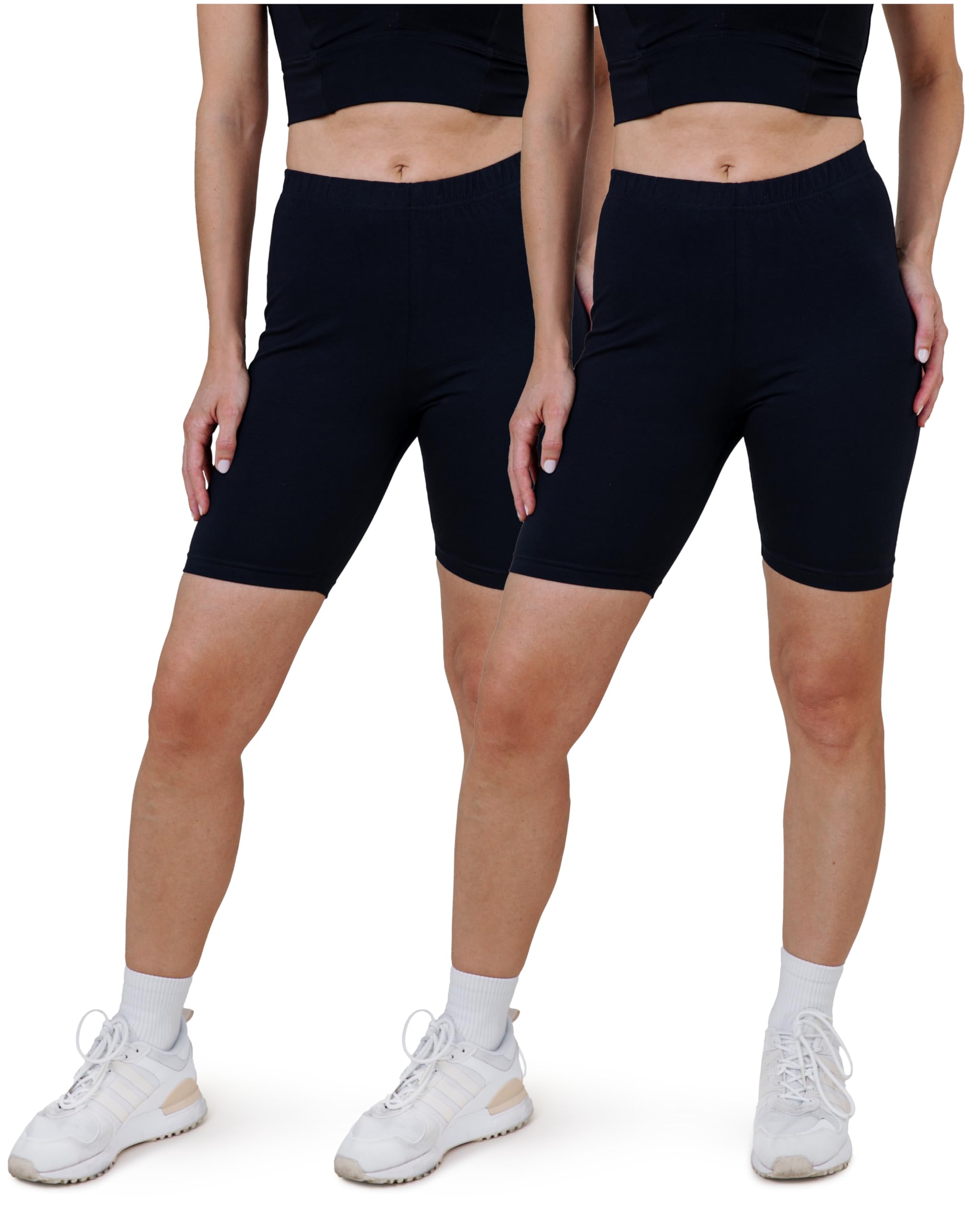 SES Pantaloni corti da ciclismo da donna, confezione da 2 pezzi, in cotone/comodi, da ciclismo, da donna, in cotone, con vestibilità perfetta/adatti come pantaloni da ciclismo da donna corti per abito