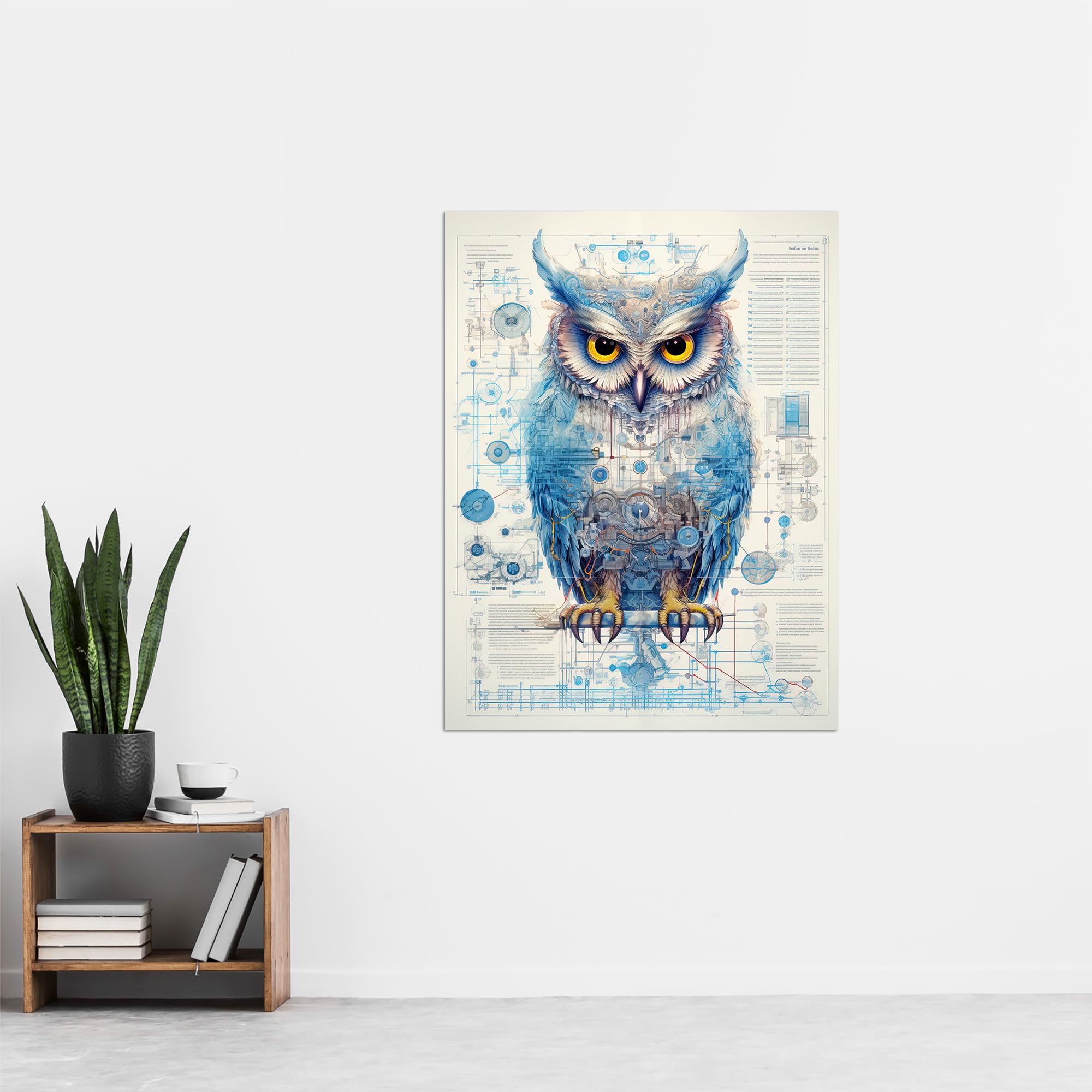 Artery8 Owl Robot Hybrid Secret Military Schematic Blueprint Futuristic Complex Arcane Manuscript Gift For Him Man Cave Extra Large XL Wall Art Poster Print - Image 4
