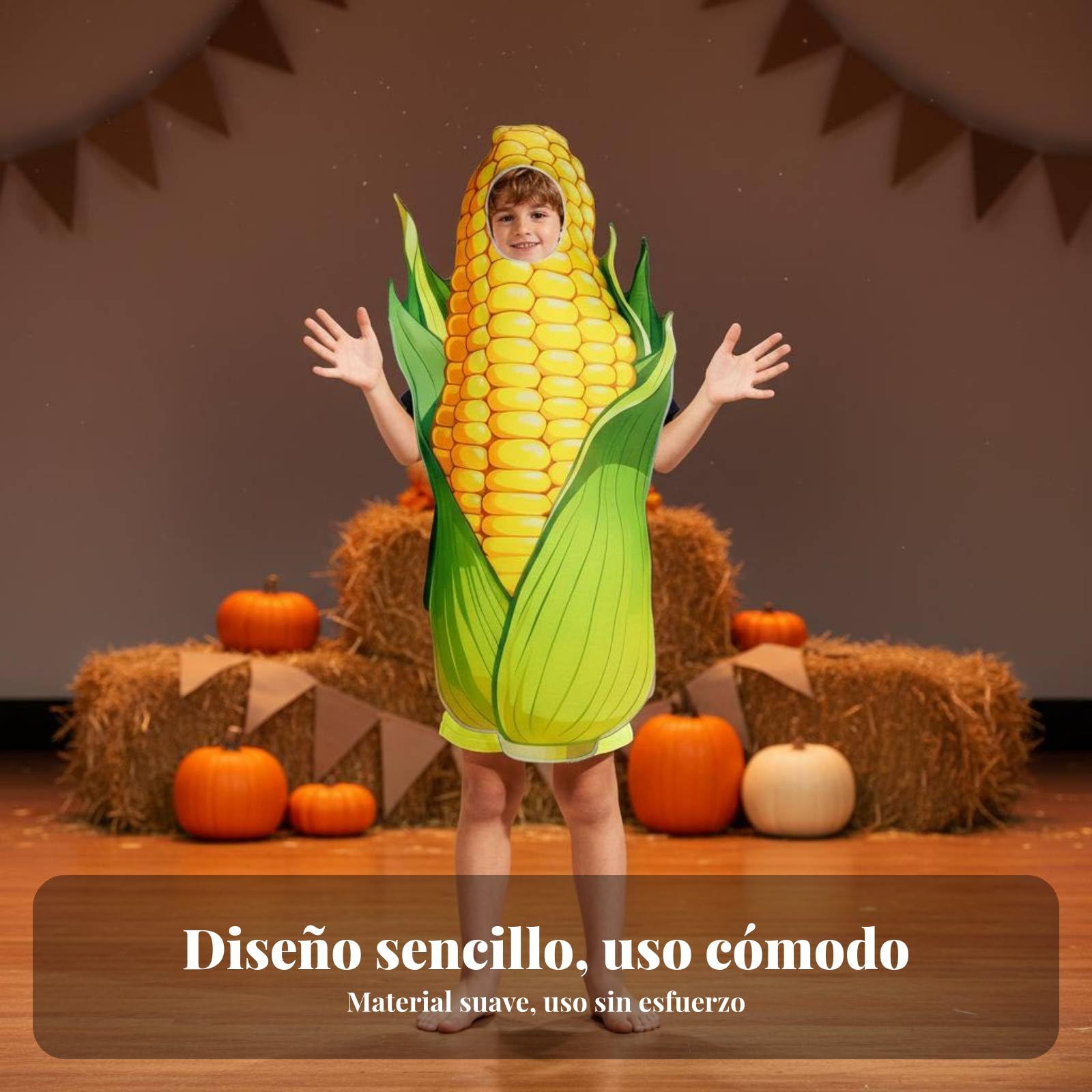 Disfraz de Maíz Adulto Vegetal Traje Alimenticio Mono sin Mangas Esponja Compuesta Transpirable Fácil de Vestir sobre la Ropa de, Maíz-Adulto