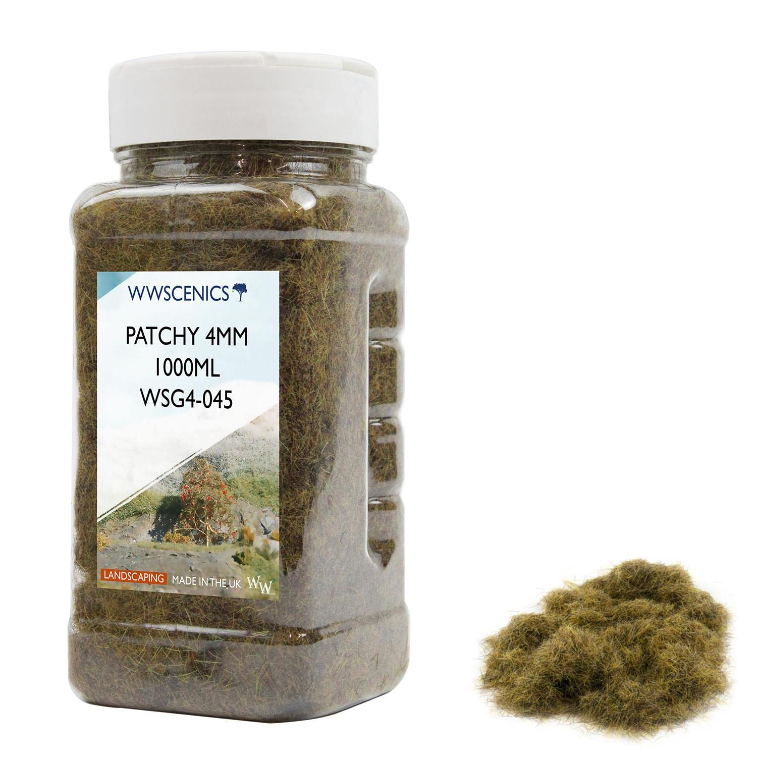 WWS War World Scenics WWScenics | 4mm Patchy Static Grass | 1000ml Can | WSG4-045 | Realistic Model Scenery Material