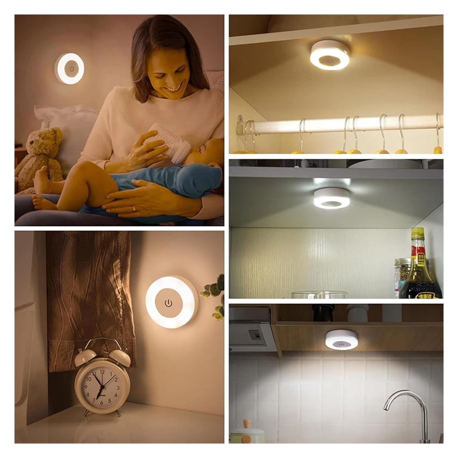 Adatto per luce notturna a LED per bambini, ricaricabile tramite USB, wireless, dimmerabile, portatile, per uso sul comodino (4 pezzi)