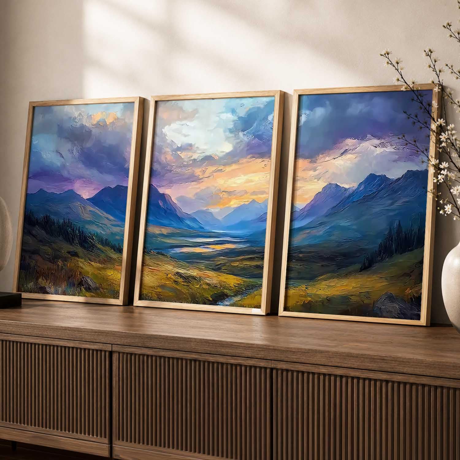 Mountain Wall Art Set - 3 Framed Paintings -21