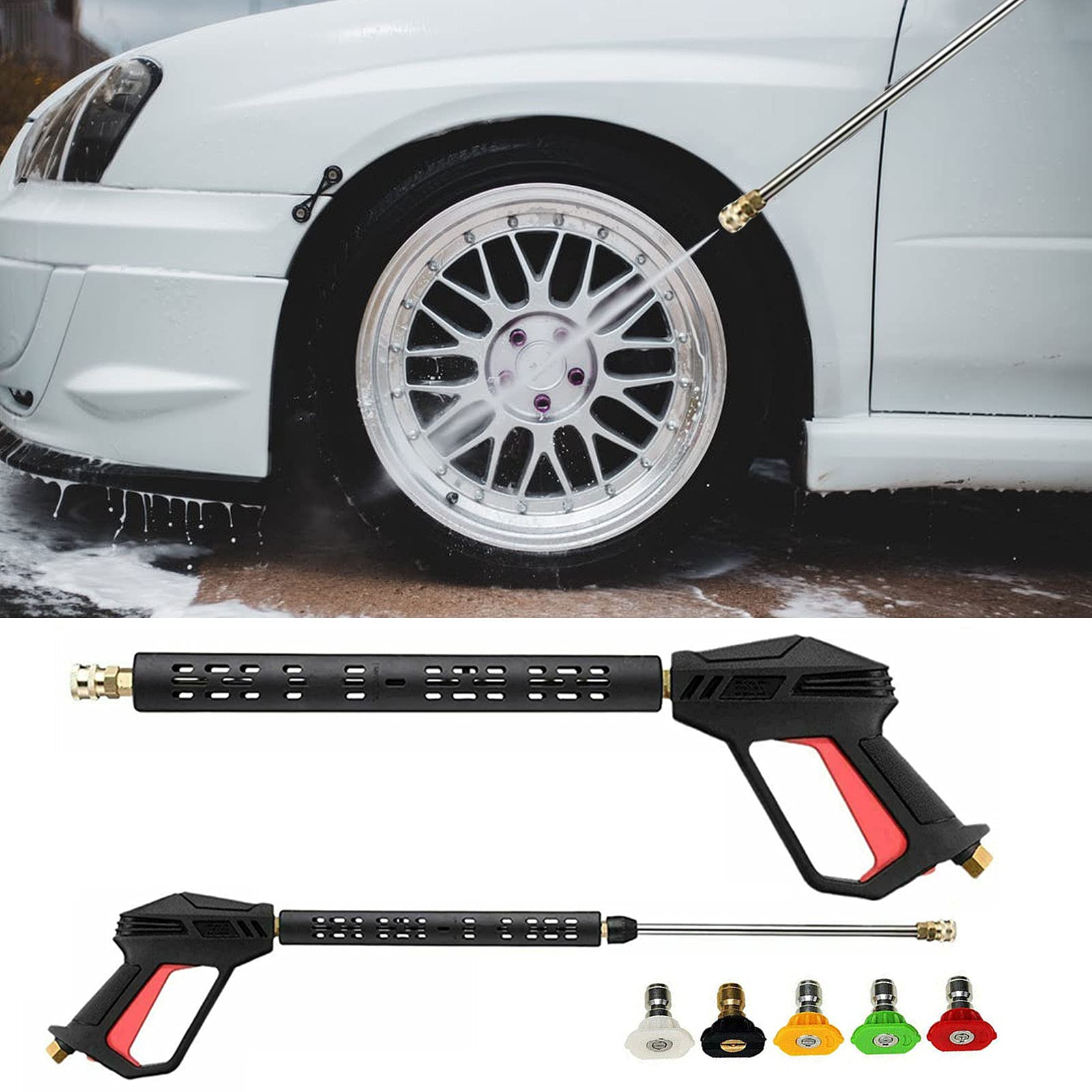 HUIOP Pulvérisateur De Lave-Glace,Kit D'Adaptateurs D'Embouts De Buse De Lance De Pulvérisateur De Laveuse À Pression Haute Pression 4000Psi M22