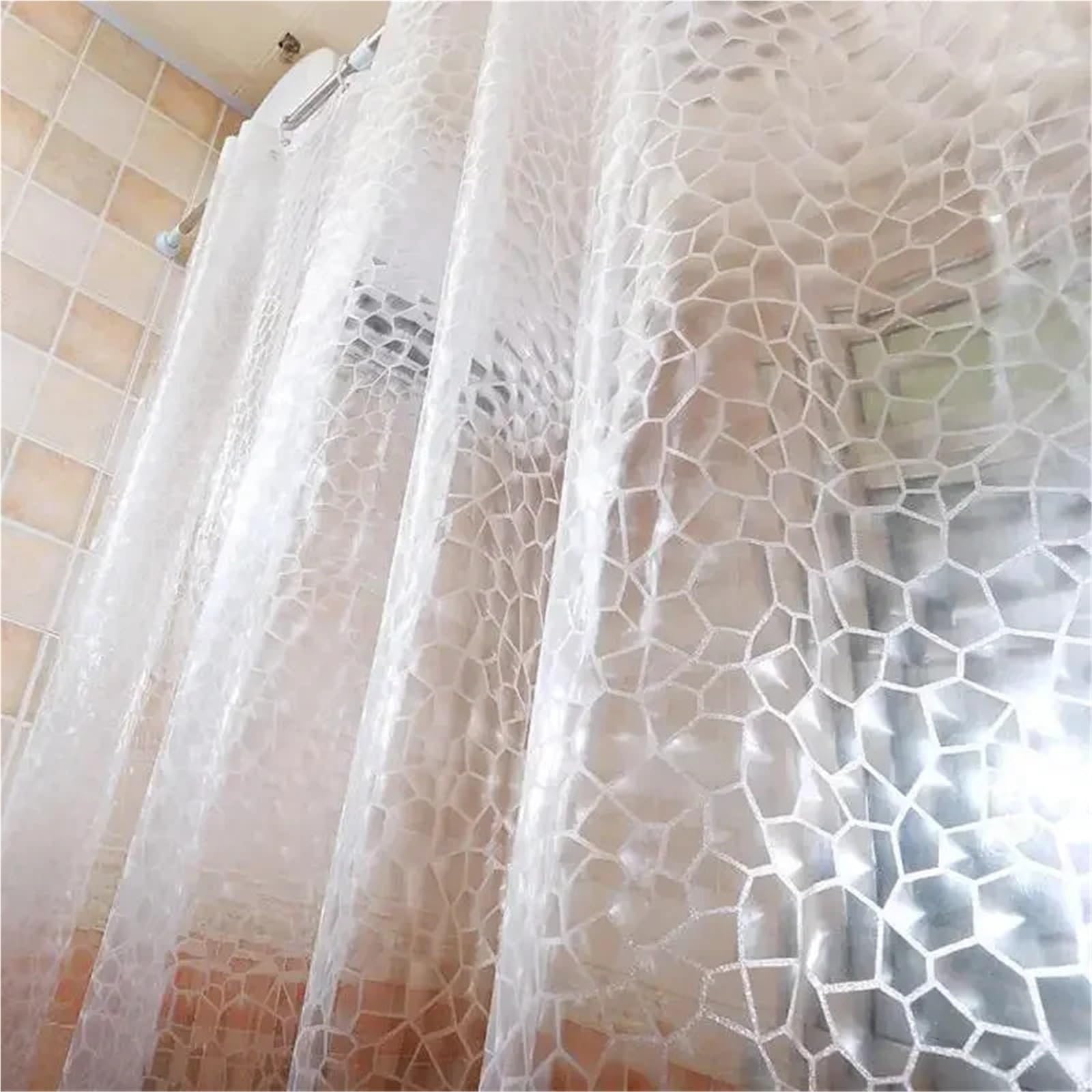Cortina De Ducha Transparente Cortina de Ducha Impermeable, Cortina baño Transparente con Ganchos, Ancha for decoración(W80cmxH180cm)