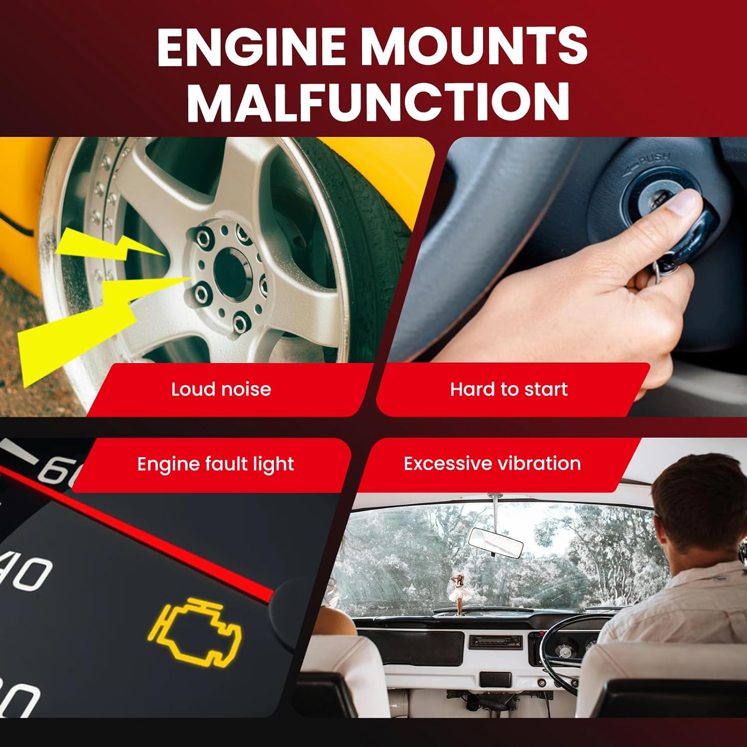 MPLUS 4Pcs Engine Motor & Transmission Mount fits 2006 2007 2008 2009 2010 for Honda Civic 1.8L