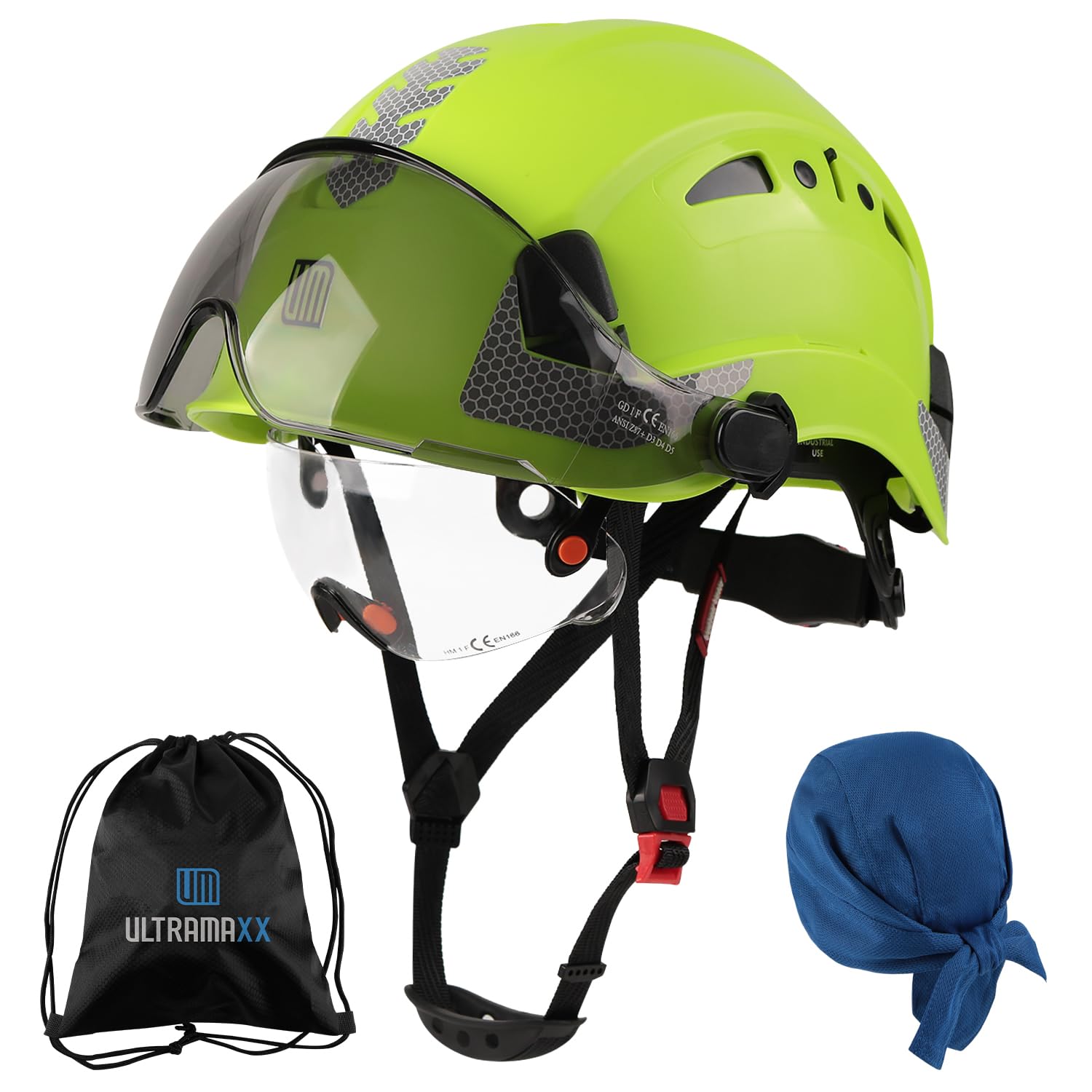 UM ULTRAMAXX Safety Helmet with Build-in Visor, Hard Hat with Vented Design, ANSI Z89.1 Certified, Ideal for Industrial and Construction