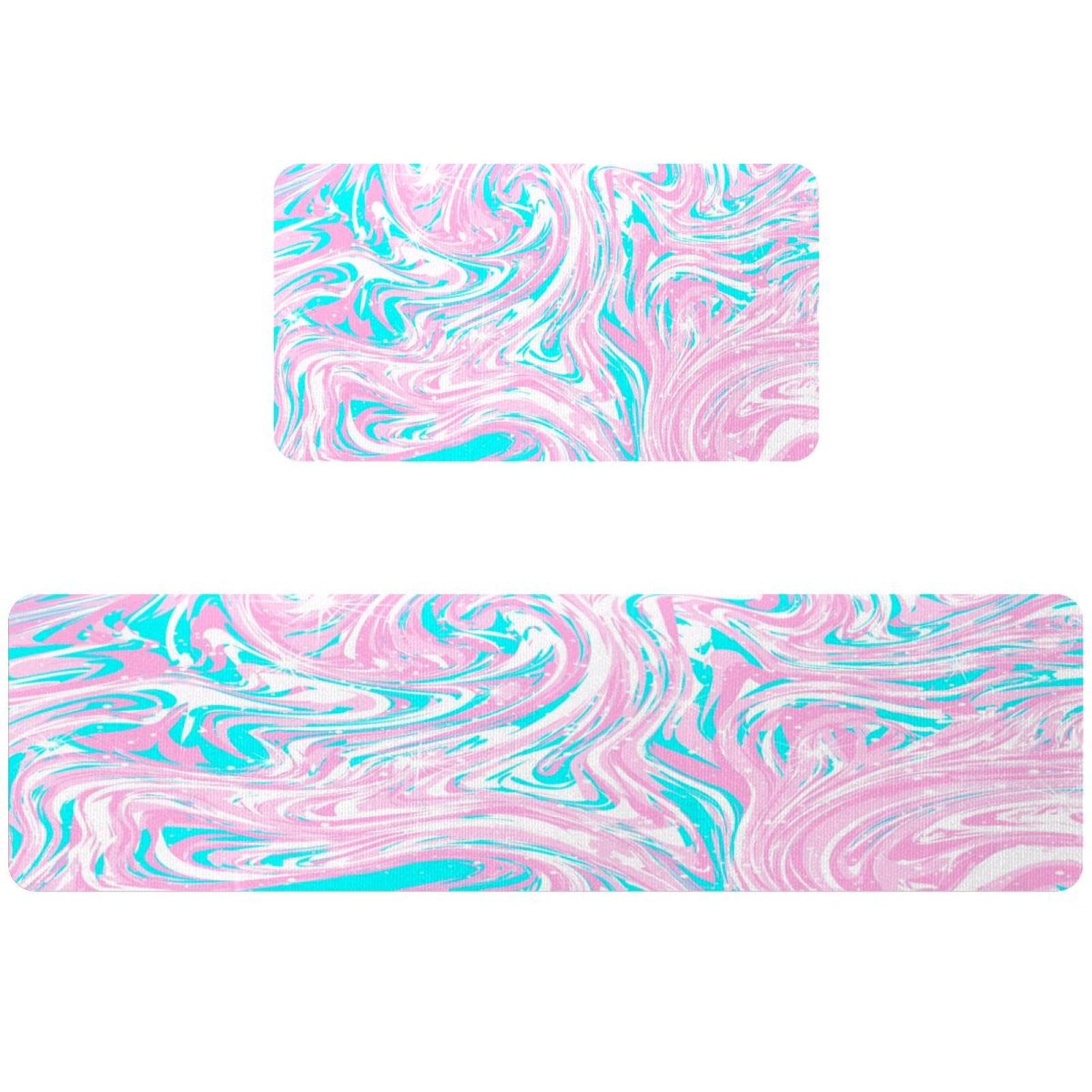 Tapis de cuisine antidérapant lavable lot de 2 absorbant design vagues couloir