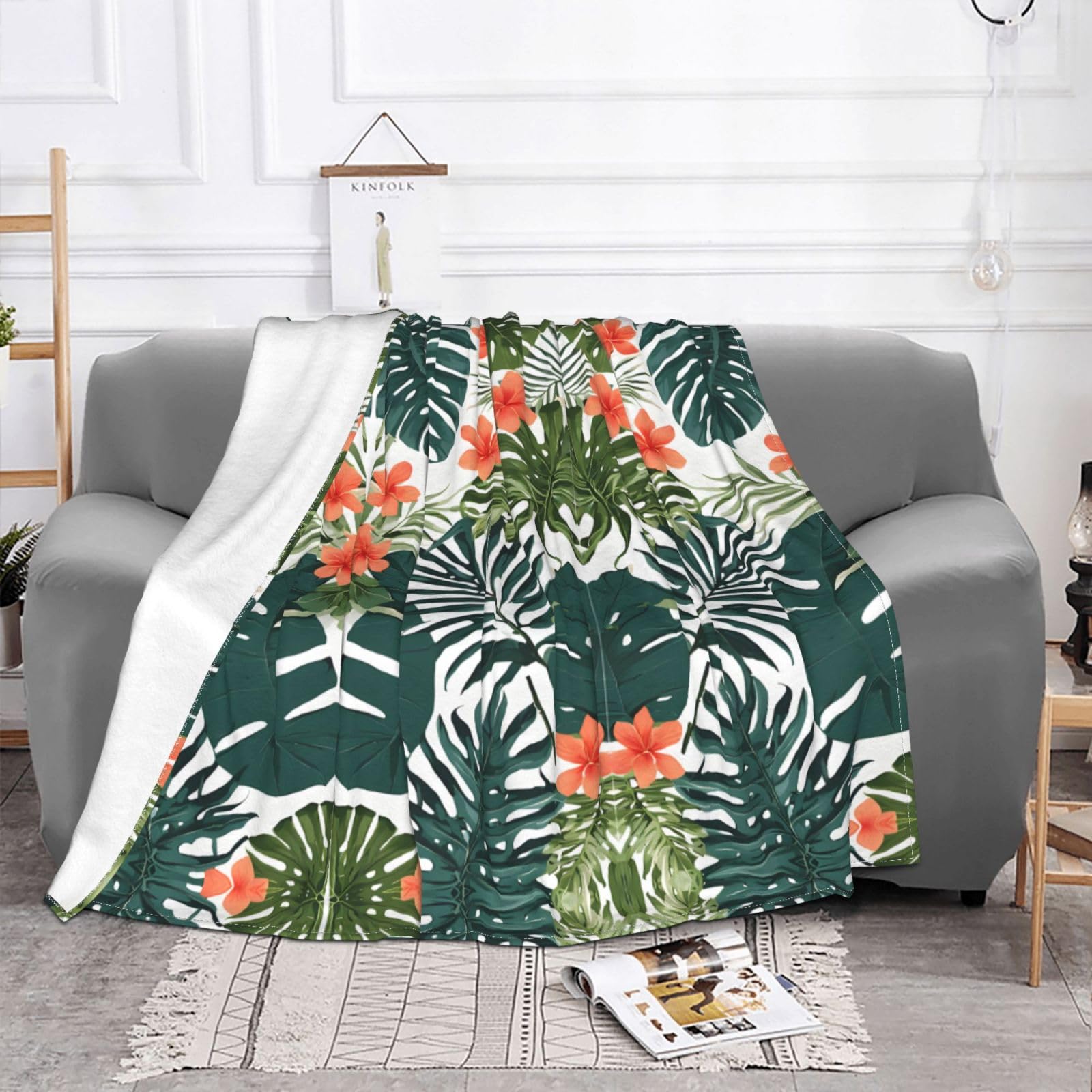 Couverture polaire lit motif floral hawaïen pour envelopper votre foyer de douceur