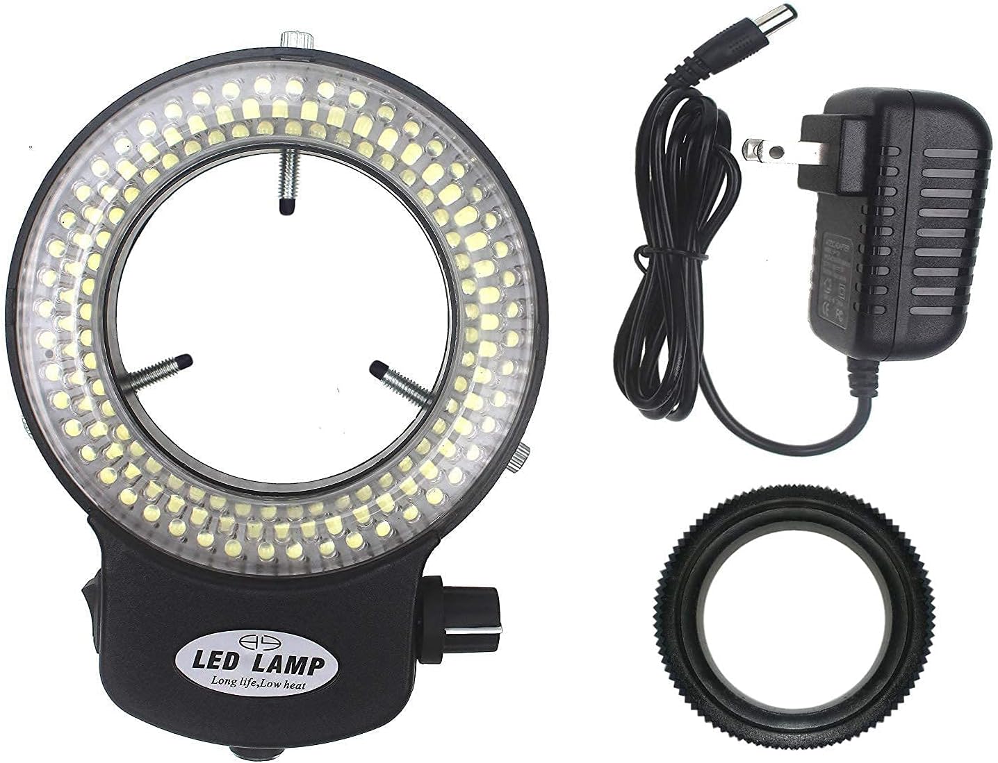 LED- 144 - BK Adjustable LED Ring Light for Stereo Microscope ,with Power Adapter (Black)