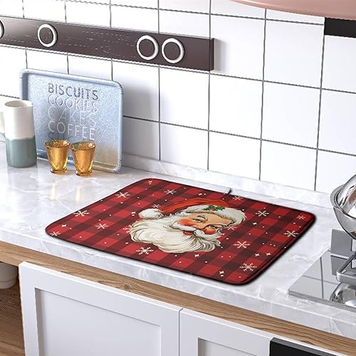 Vista 202 de Tapete de secado de platos con hojas de palma tropicales para encimera de cocina, 18 x 24 pulgadas, tapete de secado de cocina Monstera verde