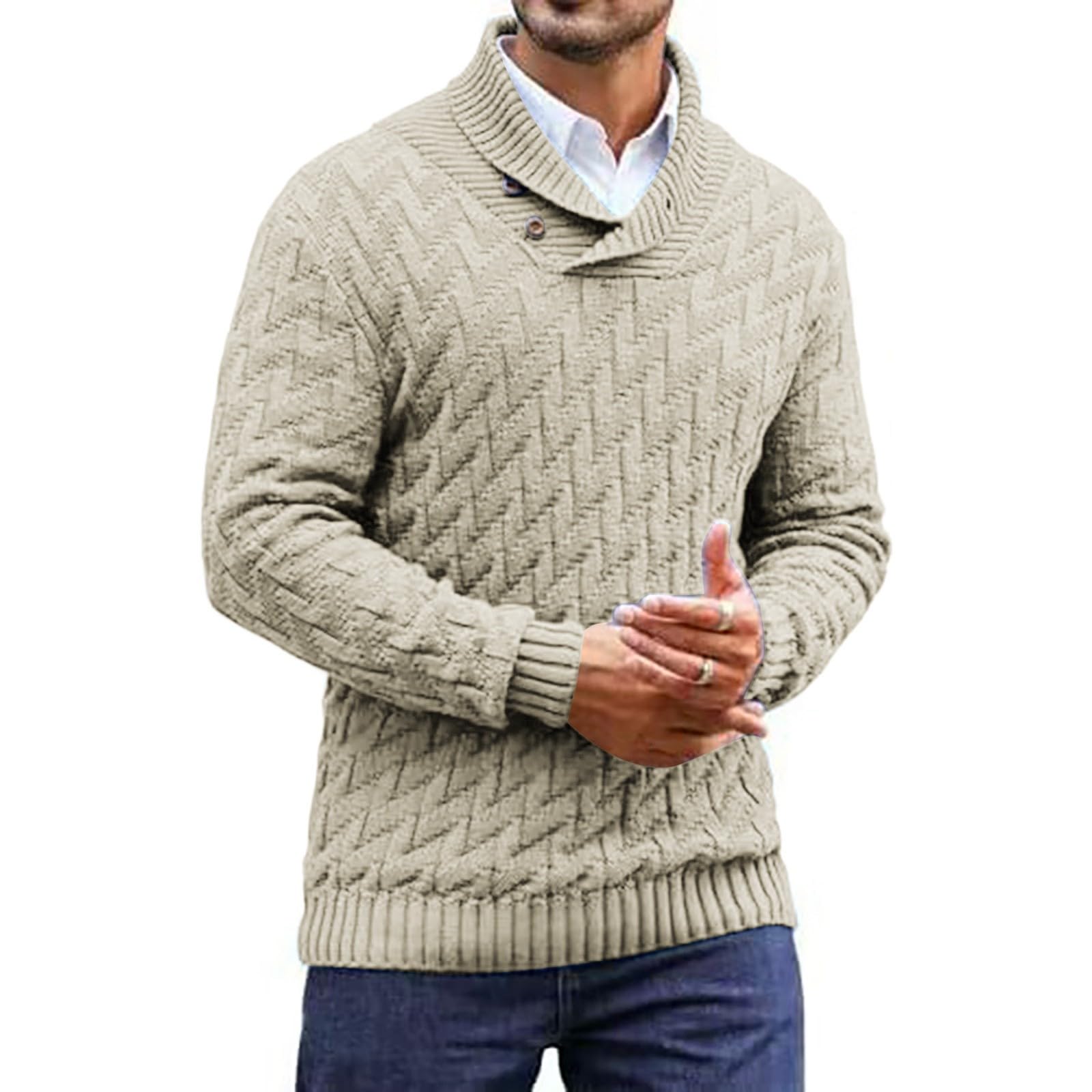 Pullover Homme,Pull Homme Hiver Chaud,Pull en Maille Tendance col Rasoir Coupe ajustée pour Loisirs et activités Outdoor Puissant Polyvalente et stylée