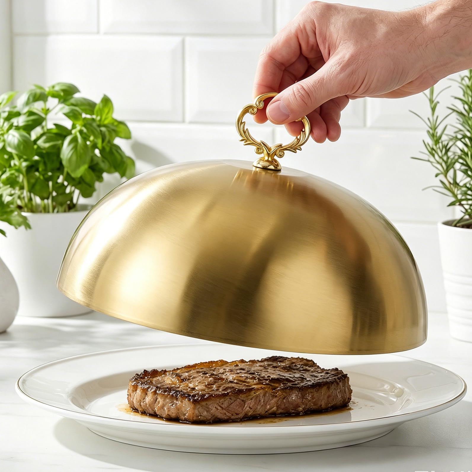 Gold Lebensmittel Schutzkuppel Edelstahl, 20cm, für Steak