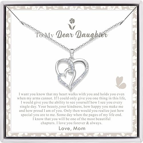 Regalo para hija de mamá, collar de corazón de plata de ley 925, regalos para hija, mamá e hija, regalos para mi hija, collar de cumpleaños