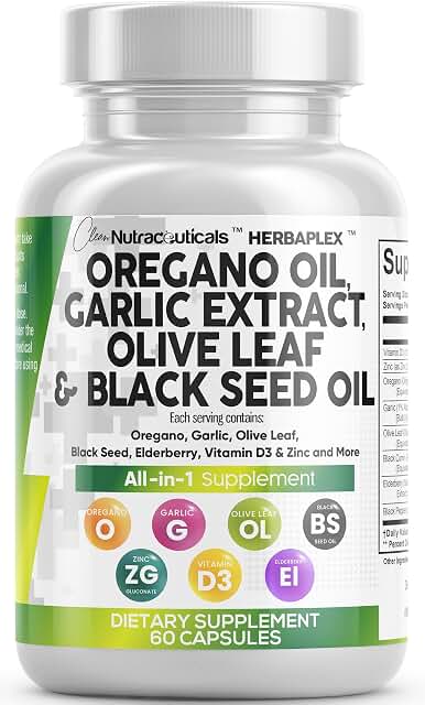 Clean Nutra Oregano Oil with Black Seed Oil, Garlic & Olive Leaf