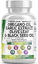 Clean Nutra Oregano Oil with Black Seed Oil Garlic Olive Leaf Extract - Oil of Oregano Capsules Immune Support Carvacrol & Thymoquinone Supplement for Women and Men + Elderberry Vitamin D3 & Zinc