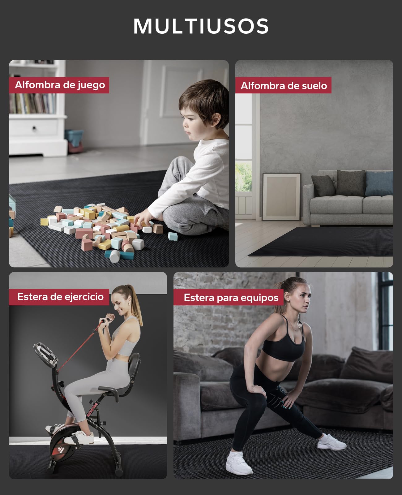 HAPBEAR Esterilla Deporte Grande, 366×183cm/305x183/274x183/244x183×8mm, Alfombra Gimnasio Antideslizante, Esterilla Fitness para Entrenamientos Caseros, Pilates, Aptitud, Gimnasia
