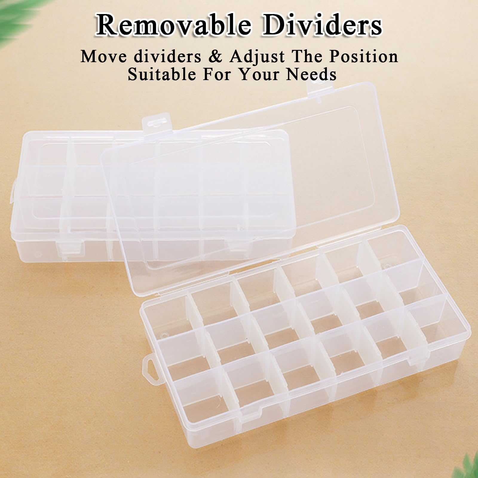 Confezione da 10 scatole organizer per attrezzature, 18 scomparti in plastica con divisorio, contenitori per perline, artigianato, gioielli, placcaggi, 23 x 11,6 x 4,6 cm