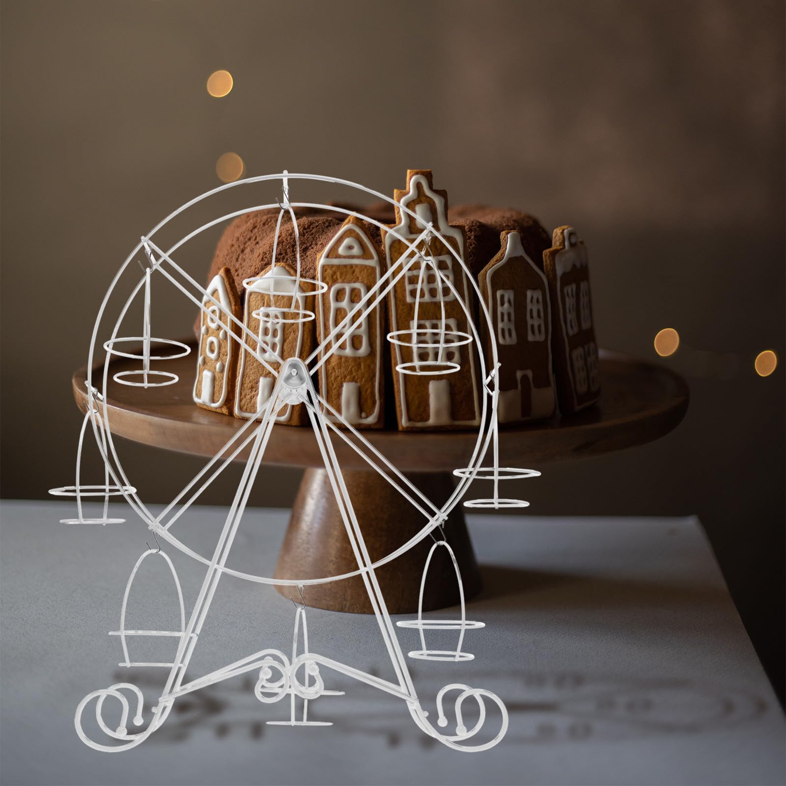 Zerodeko Présentoir à Cupcakes Mariage en Fer Blanc Design Rotatif Forme Grosse Roue Chic pour Fête Élégante Support Gâteau et Dessert Pratique et Moderne
