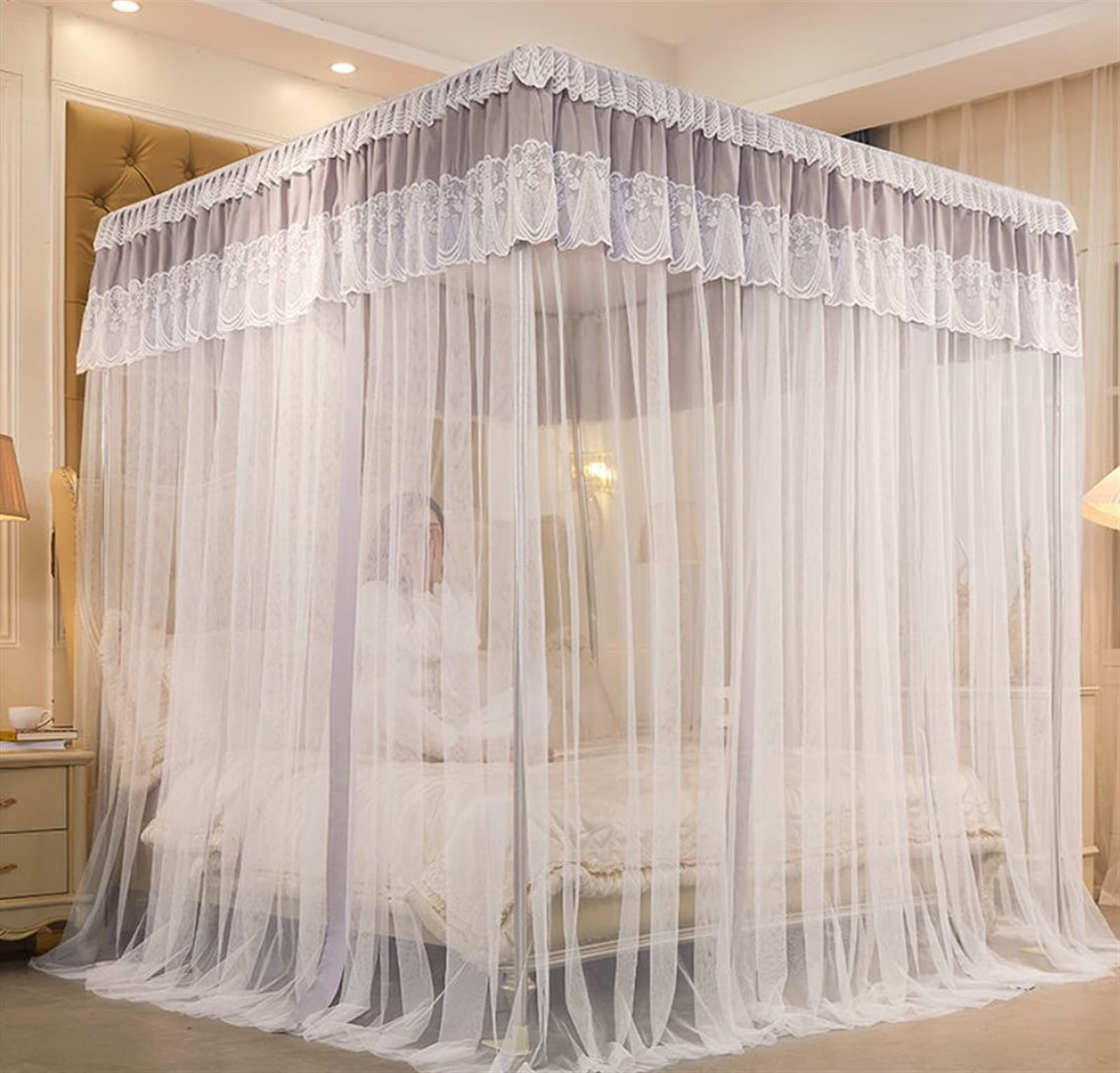 Rideaux de lit occultants Palais de luxe avec moustiquaire style princesse